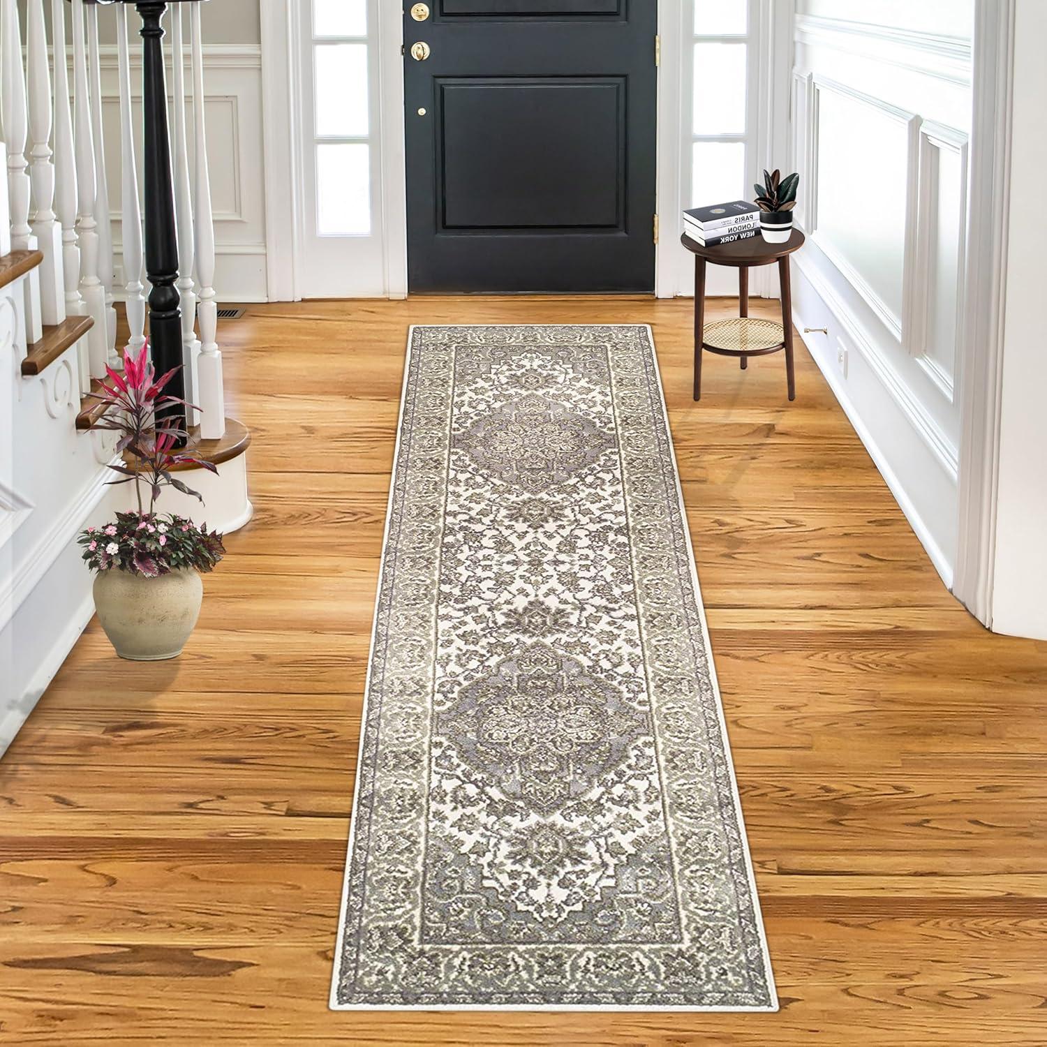 imageSuperior Indoor Area Rug Jute Backing Rugs for Entryway Dining Kitchen Bedroom Floors Traditional Floor Decor Oriental Medallion Indoor Rug Glendale Collection 2 x 3 BrownGreen