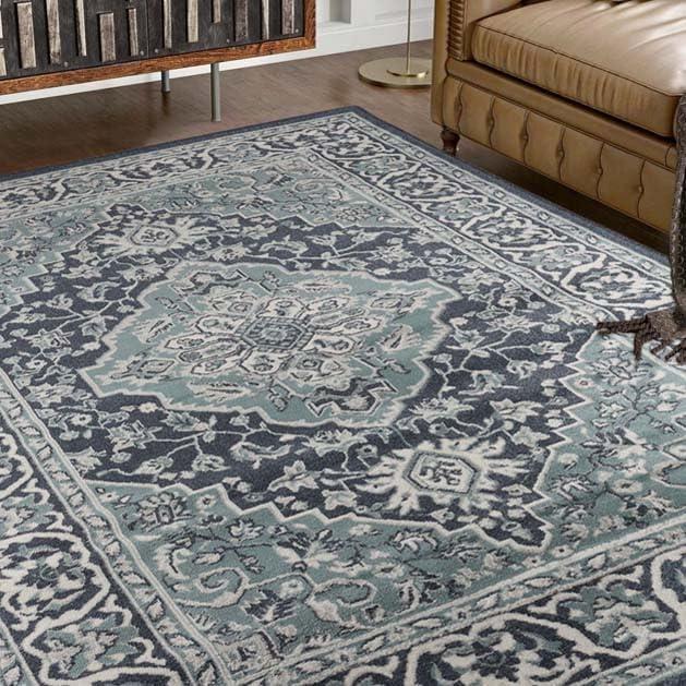 imageSuperior Indoor Area Rug Jute Backing Rugs for Entryway Dining Kitchen Bedroom Floors Traditional Floor Decor Oriental Medallion Indoor Rug Glendale Collection 2 x 3 BrownDeep Royal