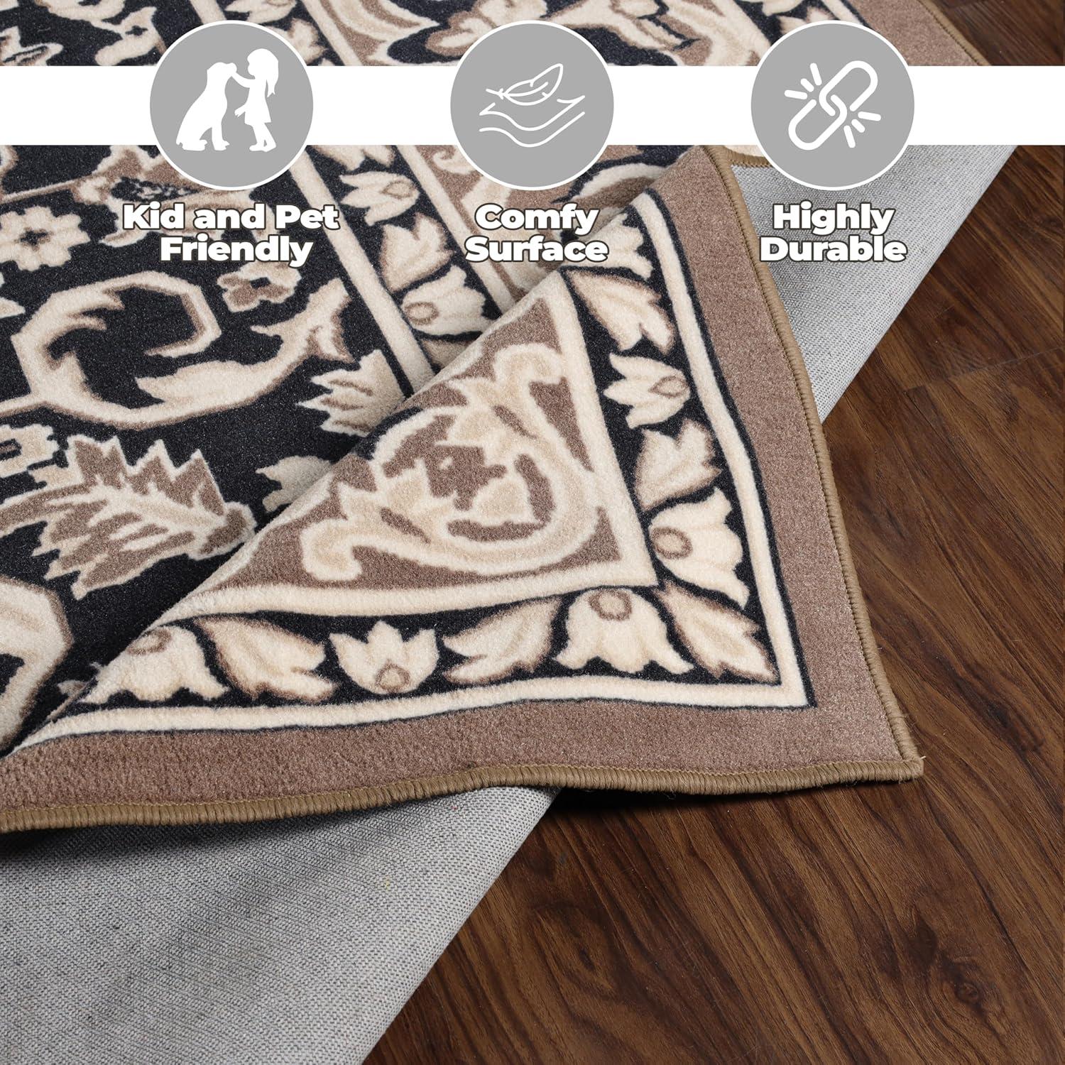 imageSuperior Indoor Area Rug Jute Backing Rugs for Entryway Dining Kitchen Bedroom Floors Traditional Floor Decor Oriental Medallion Indoor Rug Glendale Collection 2 x 3 BrownBrown