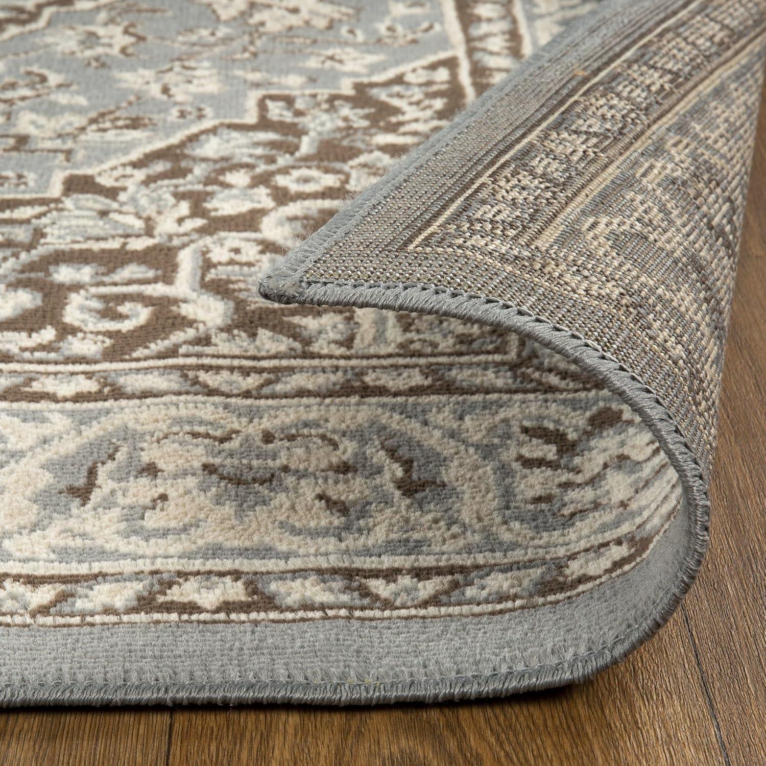 imageSuperior Indoor Area Rug Jute Backing Rugs for Entryway Dining Kitchen Bedroom Floors Traditional Floor Decor Oriental Medallion Indoor Rug Glendale Collection 2 x 3 BrownGrey