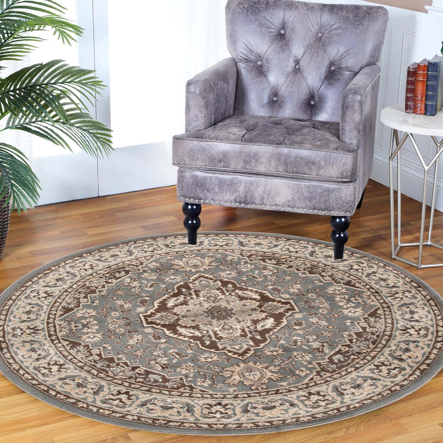 imageSuperior Indoor Area Rug Jute Backing Rugs for Entryway Dining Kitchen Bedroom Floors Traditional Floor Decor Oriental Medallion Indoor Rug Glendale Collection 2 x 3 BrownGrey