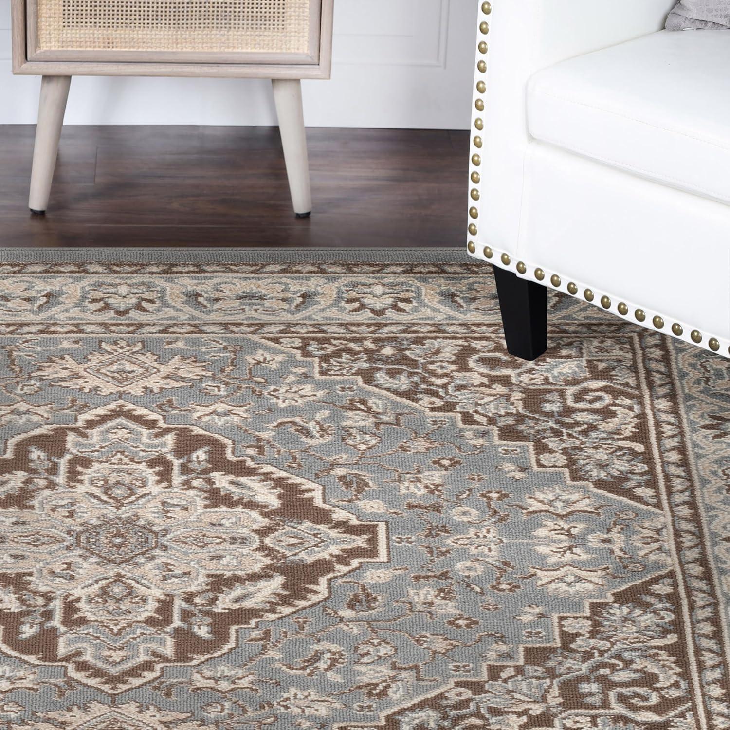 imageSuperior Indoor Area Rug Jute Backing Rugs for Entryway Dining Kitchen Bedroom Floors Traditional Floor Decor Oriental Medallion Indoor Rug Glendale Collection 2 x 3 BrownGrey