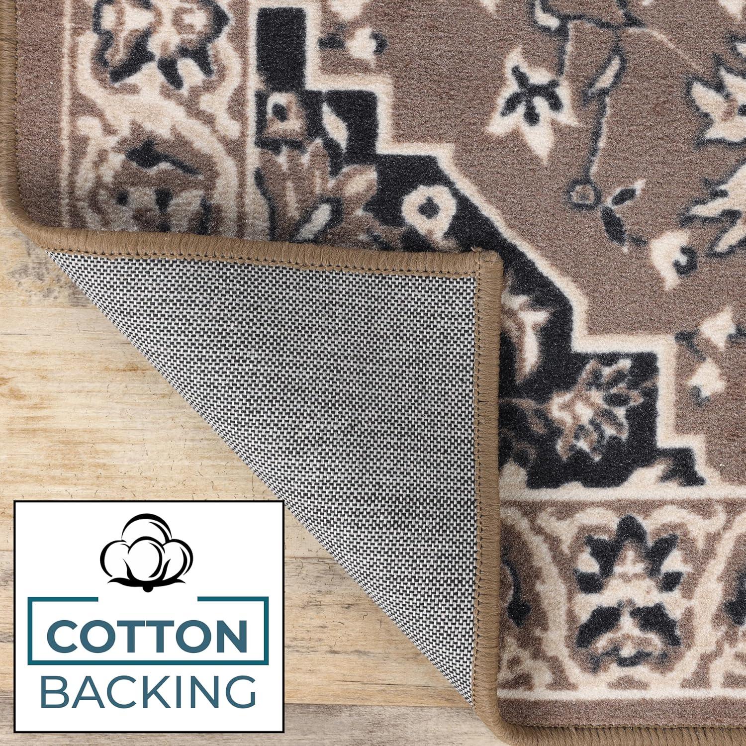 imageSuperior Indoor Area Rug Jute Backing Rugs for Entryway Dining Kitchen Bedroom Floors Traditional Floor Decor Oriental Medallion Indoor Rug Glendale Collection 2 x 3 BrownBrown