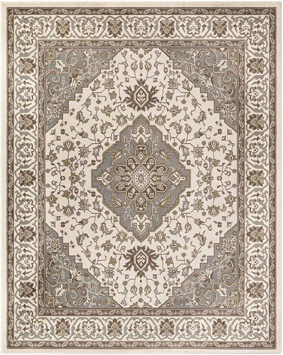 imageSuperior Indoor Area Rug Jute Backing Rugs for Entryway Dining Kitchen Bedroom Floors Traditional Floor Decor Oriental Medallion Indoor Rug Glendale Collection 2 x 3 BrownGreen