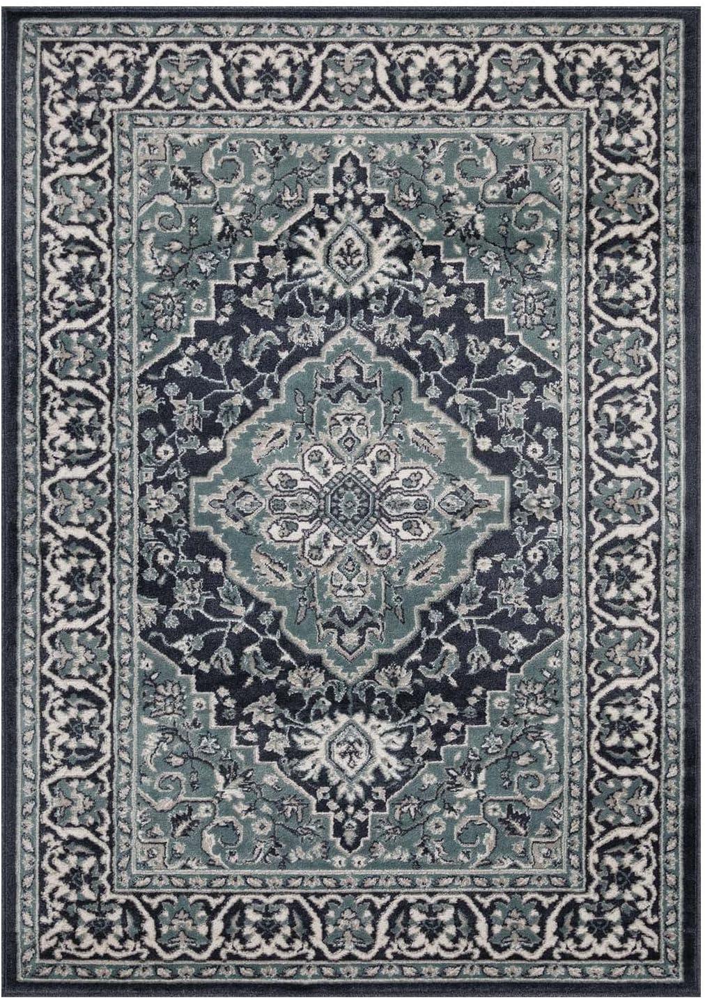 imageSuperior Indoor Area Rug Jute Backing Rugs for Entryway Dining Kitchen Bedroom Floors Traditional Floor Decor Oriental Medallion Indoor Rug Glendale Collection 2 x 3 BrownDeep Royal