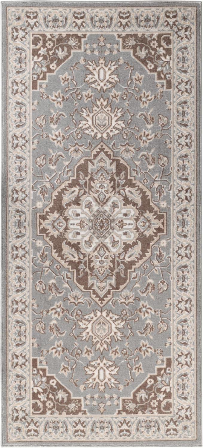 imageSuperior Indoor Area Rug Jute Backing Rugs for Entryway Dining Kitchen Bedroom Floors Traditional Floor Decor Oriental Medallion Indoor Rug Glendale Collection 2 x 3 BrownGrey