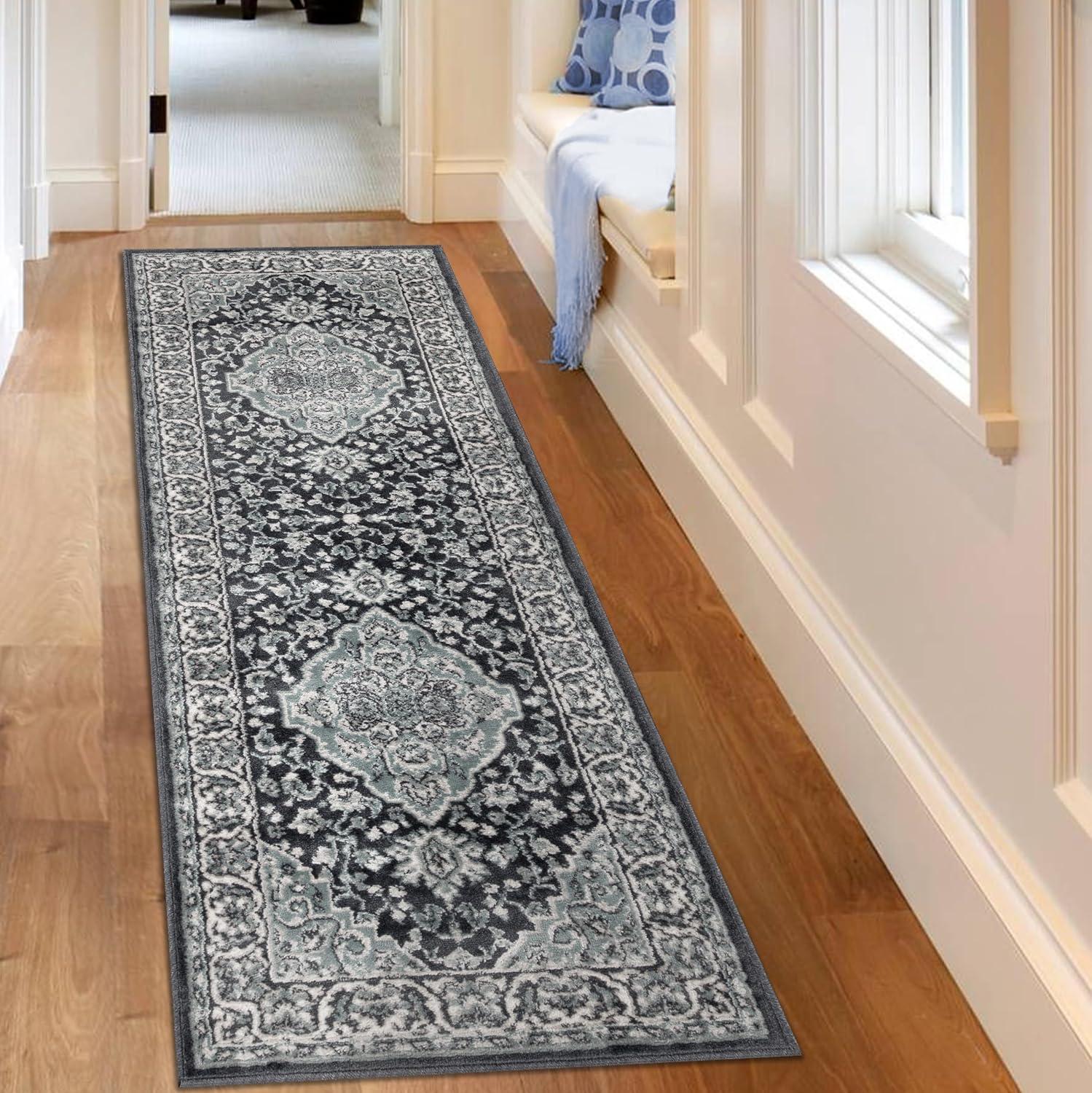 imageSuperior Indoor Area Rug Jute Backing Rugs for Entryway Dining Kitchen Bedroom Floors Traditional Floor Decor Oriental Medallion Indoor Rug Glendale Collection 2 x 3 BrownDeep Royal