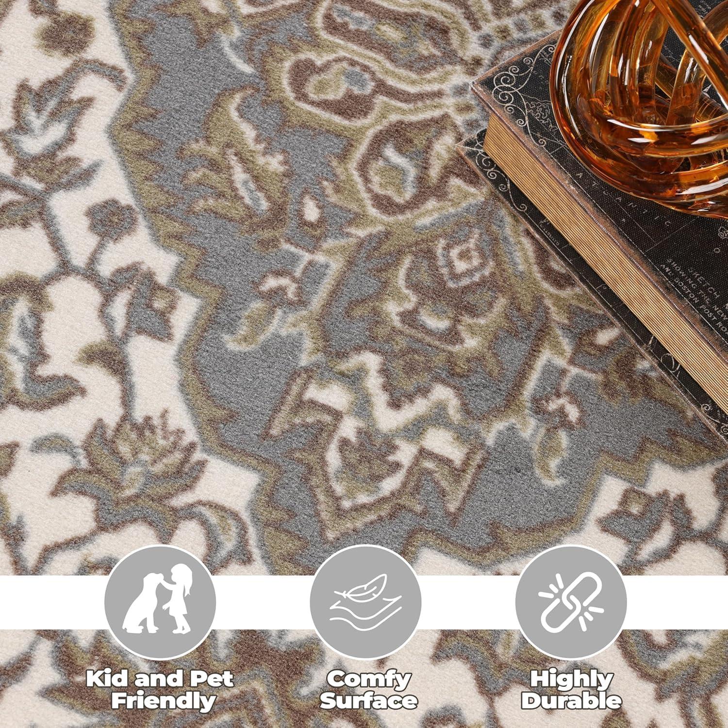 imageSuperior Indoor Area Rug Jute Backing Rugs for Entryway Dining Kitchen Bedroom Floors Traditional Floor Decor Oriental Medallion Indoor Rug Glendale Collection 2 x 3 BrownGreen