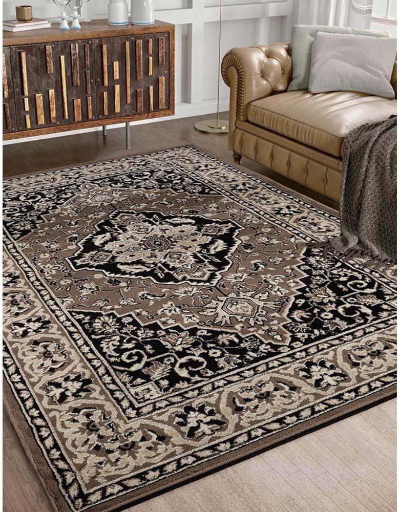 imageSuperior Indoor Area Rug Jute Backing Rugs for Entryway Dining Kitchen Bedroom Floors Traditional Floor Decor Oriental Medallion Indoor Rug Glendale Collection 2 x 3 BrownBrown