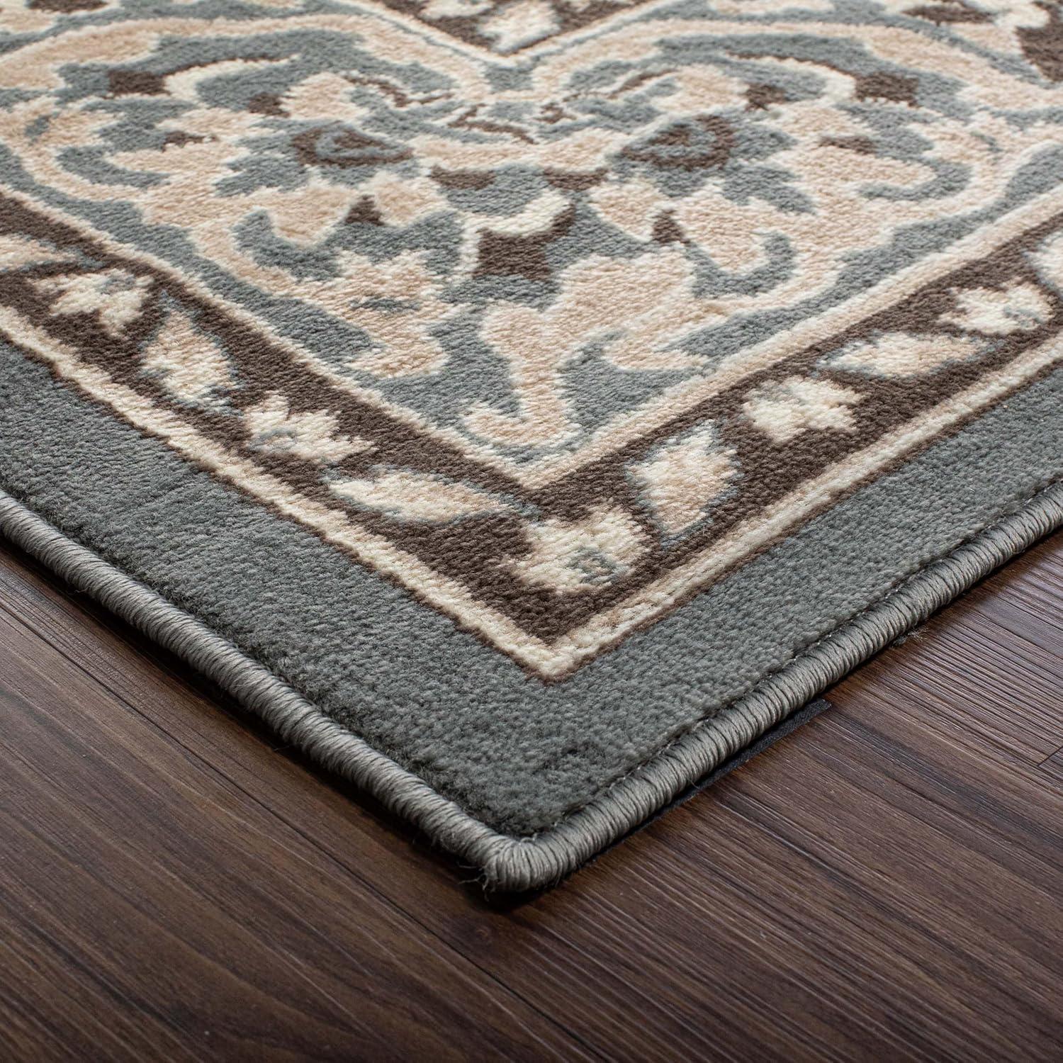 imageSuperior Indoor Area Rug Jute Backing Rugs for Entryway Dining Kitchen Bedroom Floors Traditional Floor Decor Oriental Medallion Indoor Rug Glendale Collection 2 x 3 BrownGrey