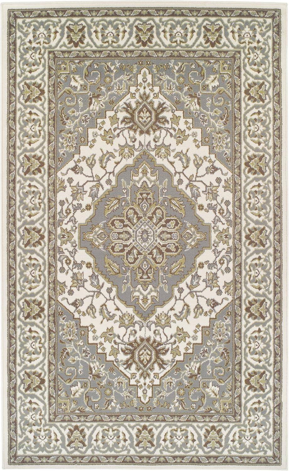 imageSuperior Indoor Area Rug Jute Backing Rugs for Entryway Dining Kitchen Bedroom Floors Traditional Floor Decor Oriental Medallion Indoor Rug Glendale Collection 2 x 3 BrownGreen