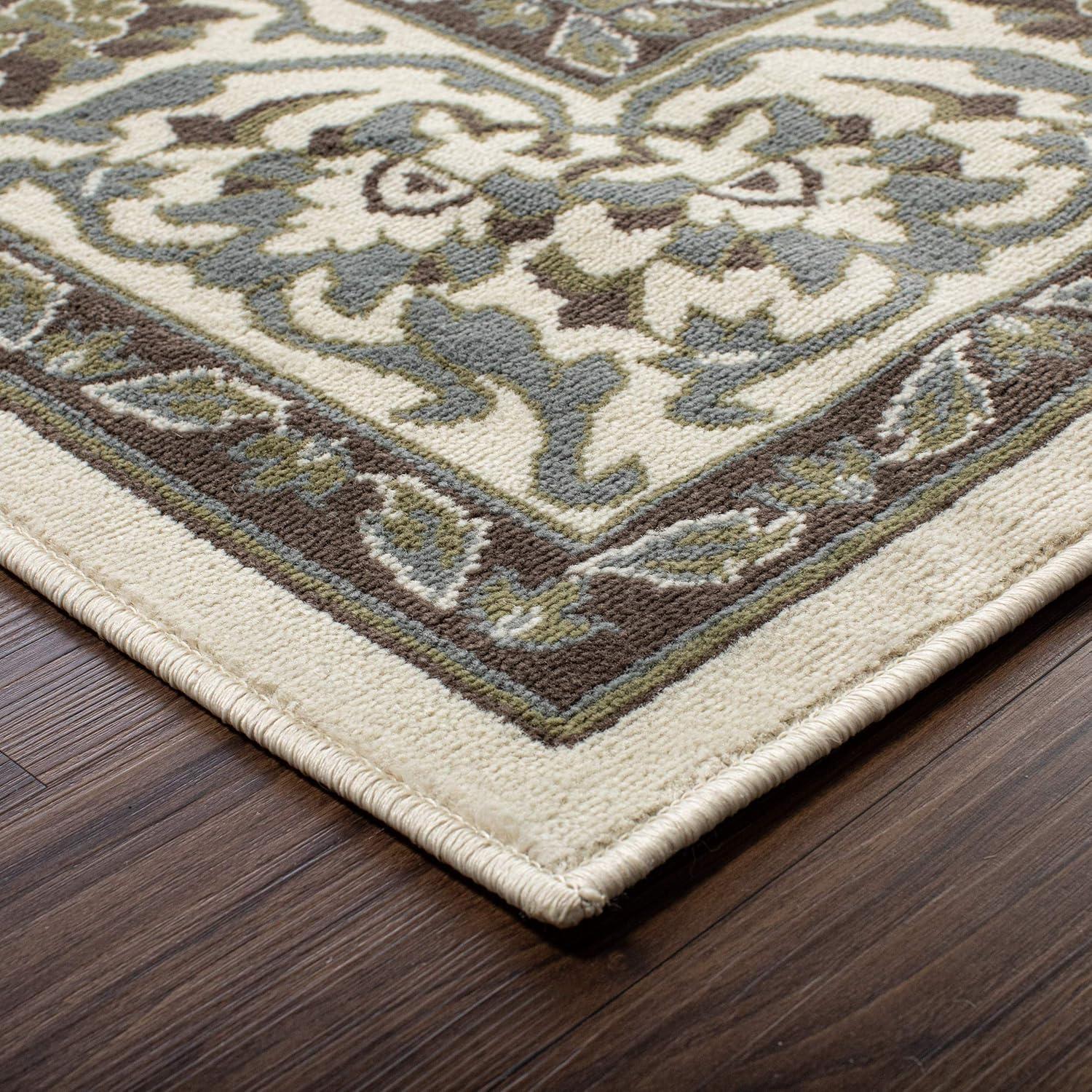 imageSuperior Indoor Area Rug Jute Backing Rugs for Entryway Dining Kitchen Bedroom Floors Traditional Floor Decor Oriental Medallion Indoor Rug Glendale Collection 2 x 3 BrownGreen