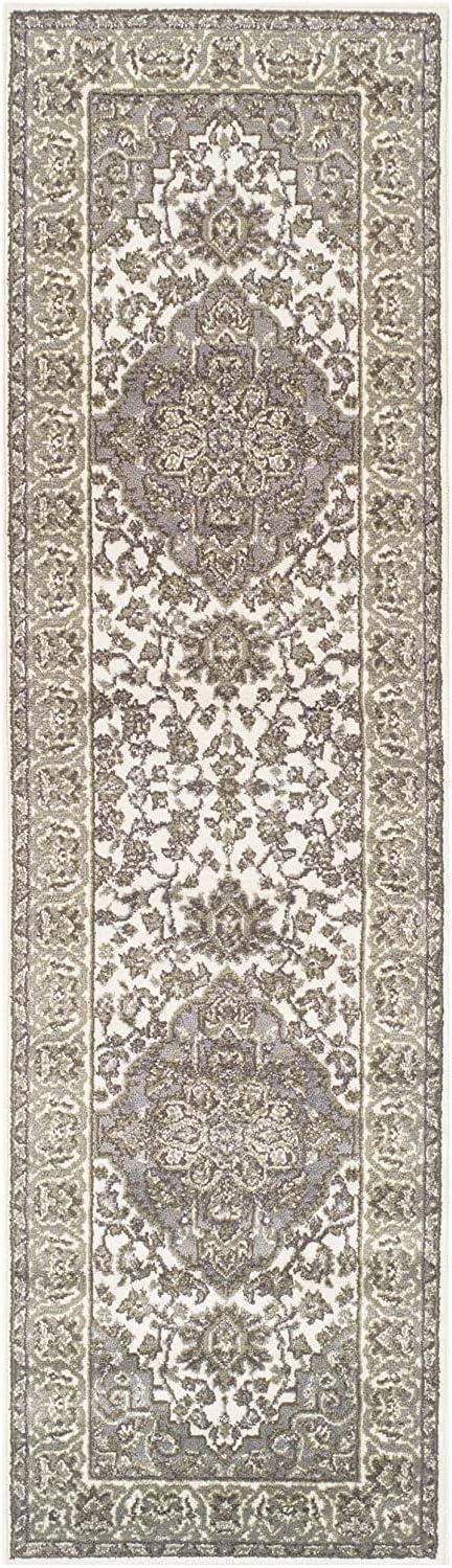 imageSuperior Indoor Area Rug Jute Backing Rugs for Entryway Dining Kitchen Bedroom Floors Traditional Floor Decor Oriental Medallion Indoor Rug Glendale Collection 2 x 3 BrownGreen