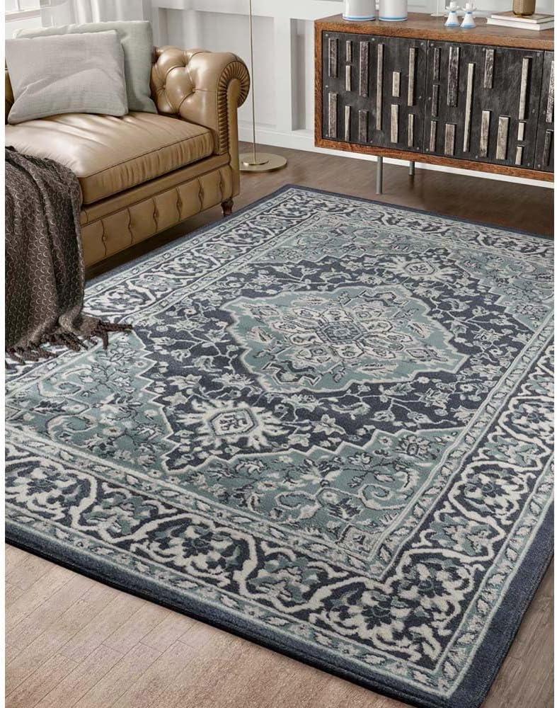 imageSuperior Indoor Area Rug Jute Backing Rugs for Entryway Dining Kitchen Bedroom Floors Traditional Floor Decor Oriental Medallion Indoor Rug Glendale Collection 2 x 3 BrownDeep Royal