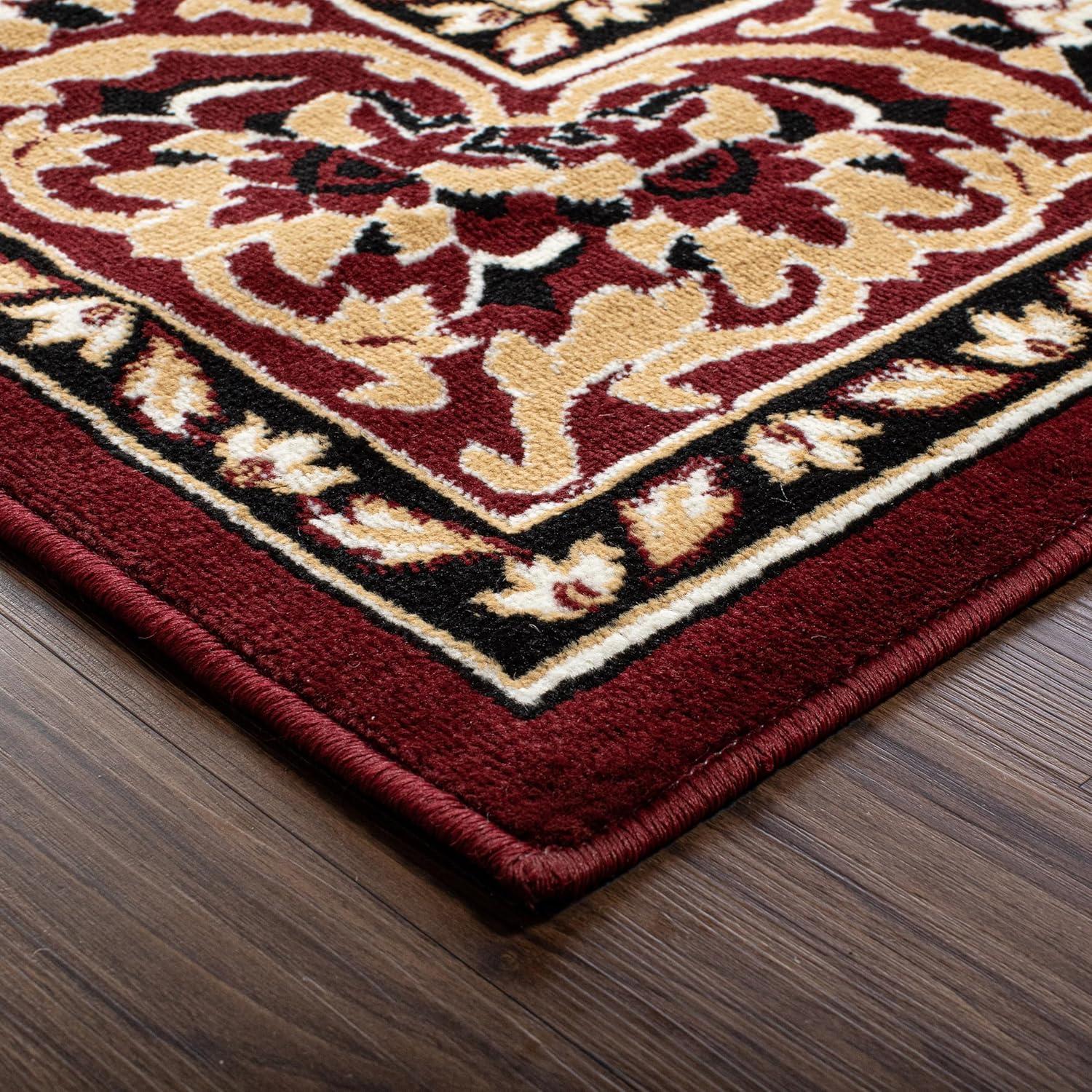 imageSuperior Indoor Area Rug Jute Backing Rugs for Entryway Dining Kitchen Bedroom Floors Traditional Floor Decor Oriental Medallion Indoor Rug Glendale Collection 2 x 3 BrownRed