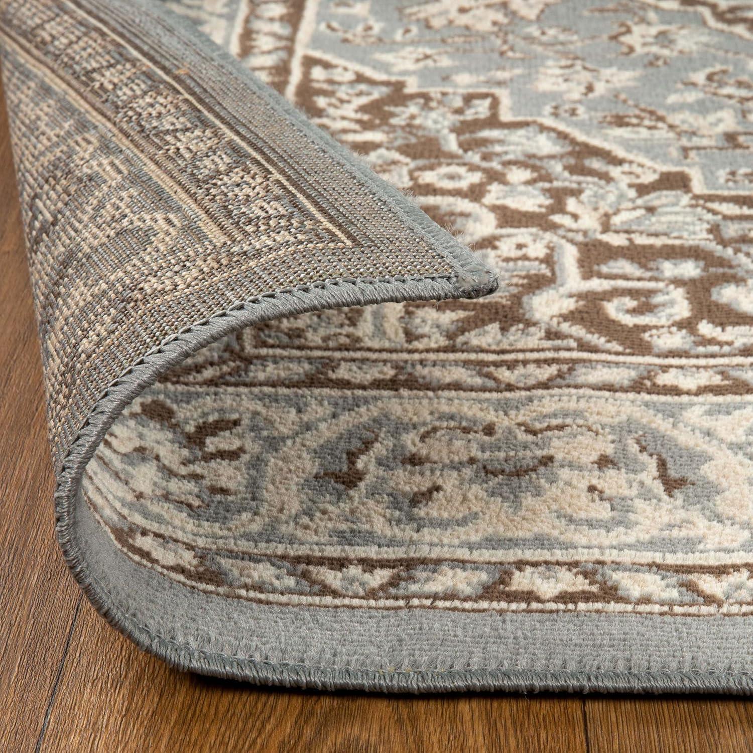 imageSuperior Indoor Area Rug Jute Backing Rugs for Entryway Dining Kitchen Bedroom Floors Traditional Floor Decor Oriental Medallion Indoor Rug Glendale Collection 2 x 3 BrownGrey