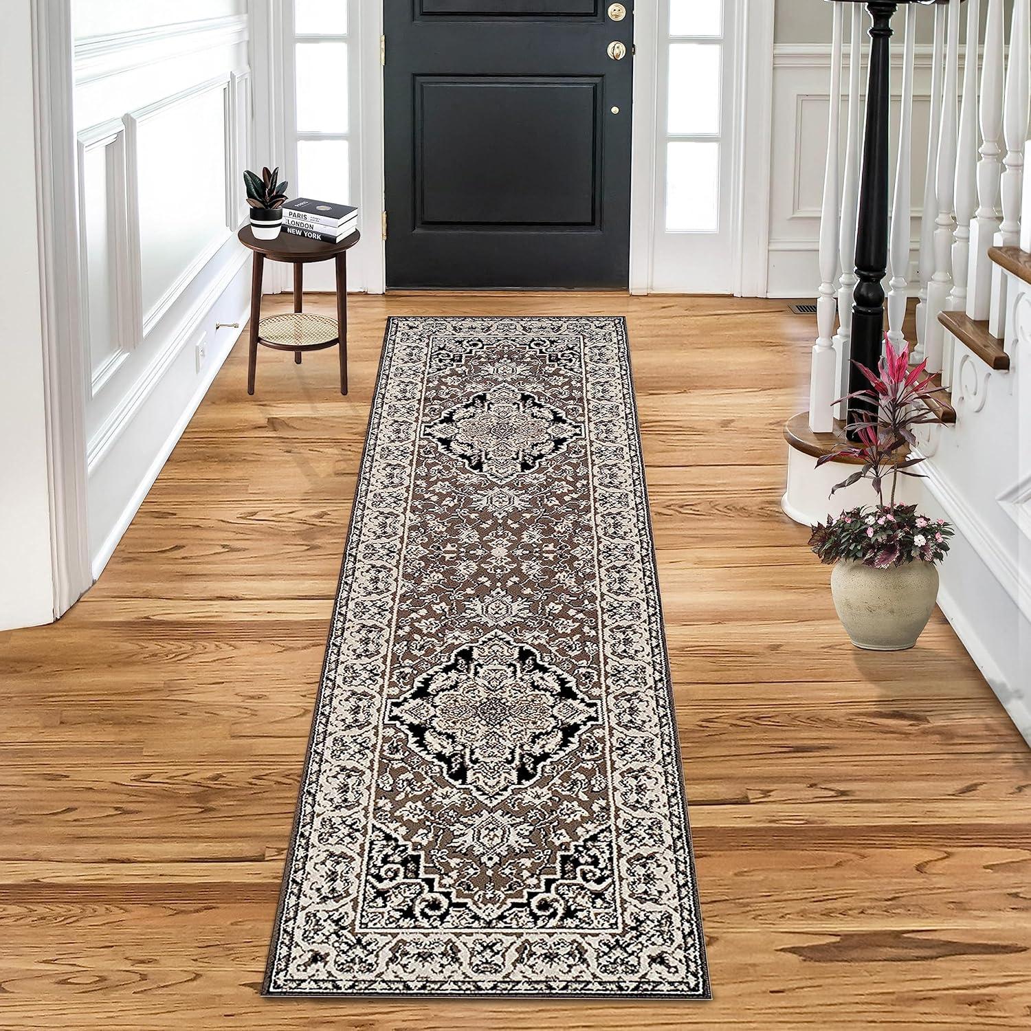 imageSuperior Indoor Area Rug Jute Backing Rugs for Entryway Dining Kitchen Bedroom Floors Traditional Floor Decor Oriental Medallion Indoor Rug Glendale Collection 2 x 3 BrownBrown