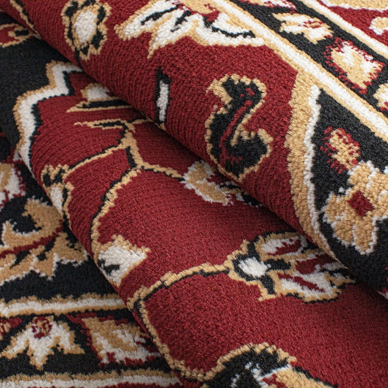 imageSuperior Indoor Area Rug Jute Backing Rugs for Entryway Dining Kitchen Bedroom Floors Traditional Floor Decor Oriental Medallion Indoor Rug Glendale Collection 2 x 3 BrownRed