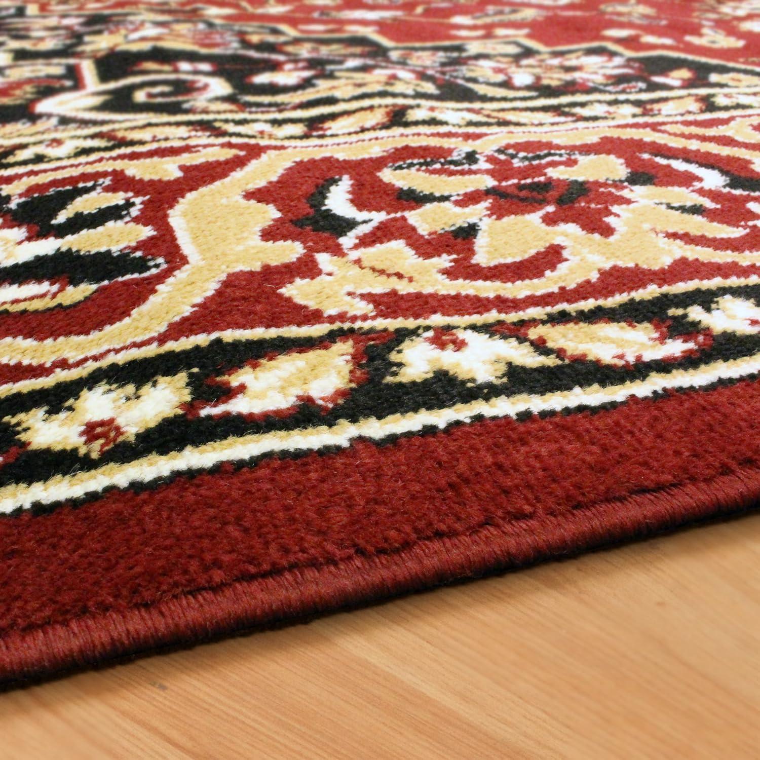 imageSuperior Indoor Area Rug Jute Backing Rugs for Entryway Dining Kitchen Bedroom Floors Traditional Floor Decor Oriental Medallion Indoor Rug Glendale Collection 2 x 3 BrownRed