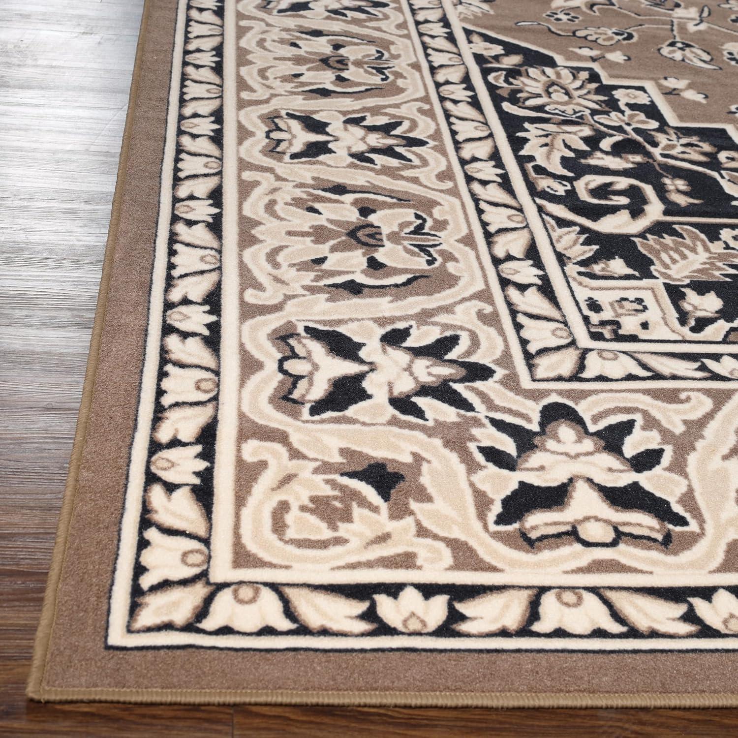 imageSuperior Indoor Area Rug Jute Backing Rugs for Entryway Dining Kitchen Bedroom Floors Traditional Floor Decor Oriental Medallion Indoor Rug Glendale Collection 2 x 3 BrownBrown