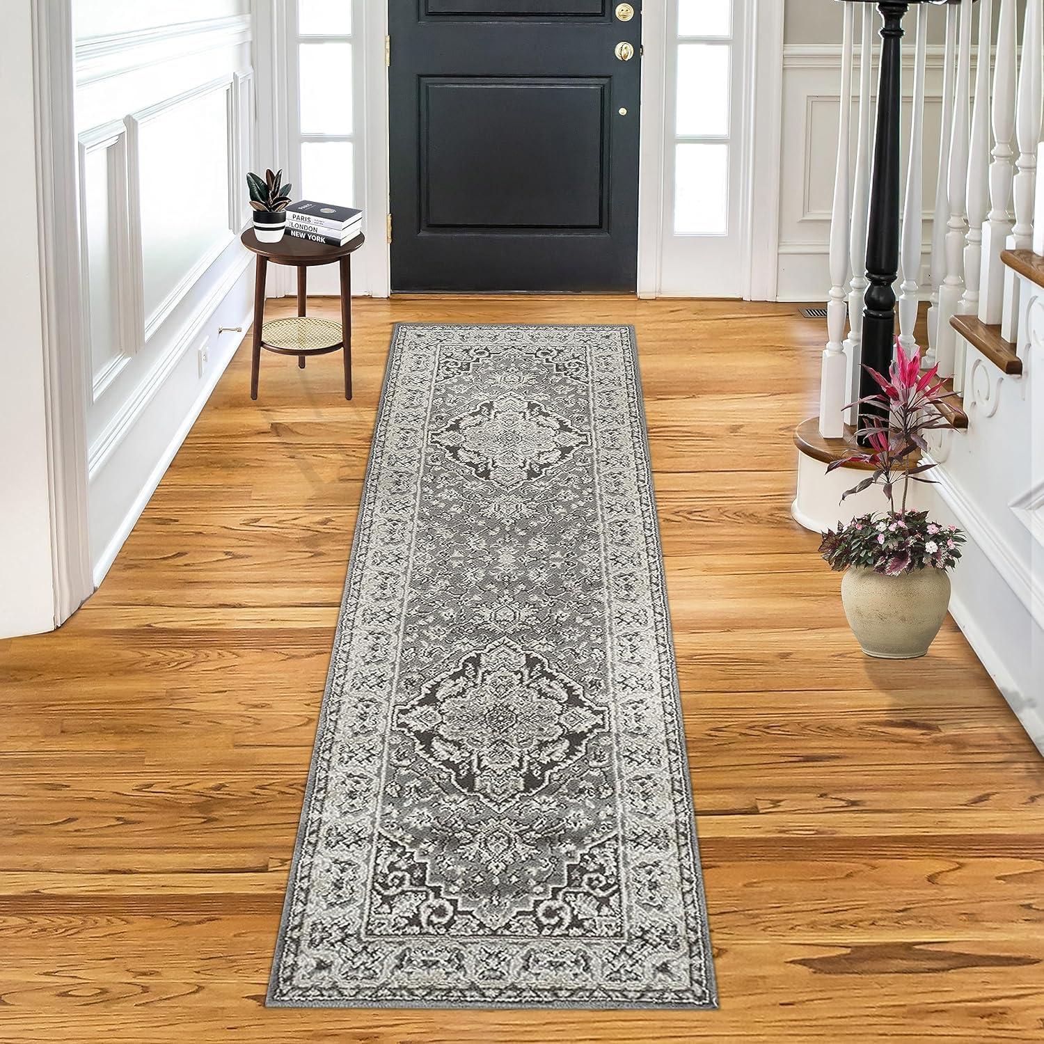 imageSuperior Indoor Area Rug Jute Backing Rugs for Entryway Dining Kitchen Bedroom Floors Traditional Floor Decor Oriental Medallion Indoor Rug Glendale Collection 2 x 3 BrownGrey