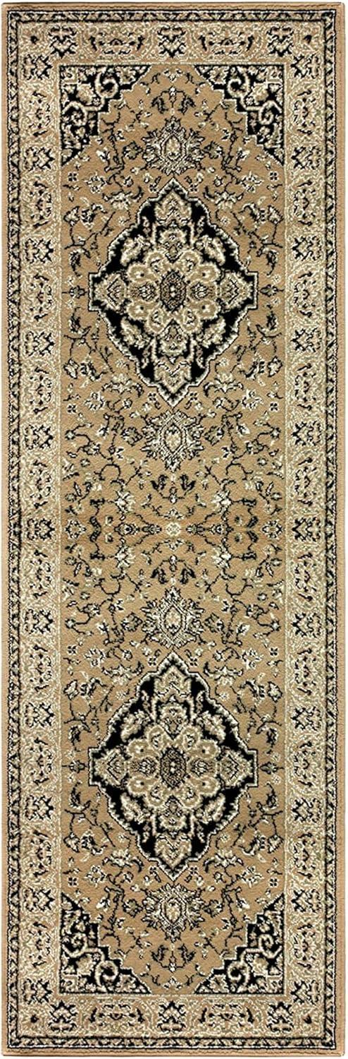 imageSuperior Indoor Area Rug Jute Backing Rugs for Entryway Dining Kitchen Bedroom Floors Traditional Floor Decor Oriental Medallion Indoor Rug Glendale Collection 2 x 3 BrownGold