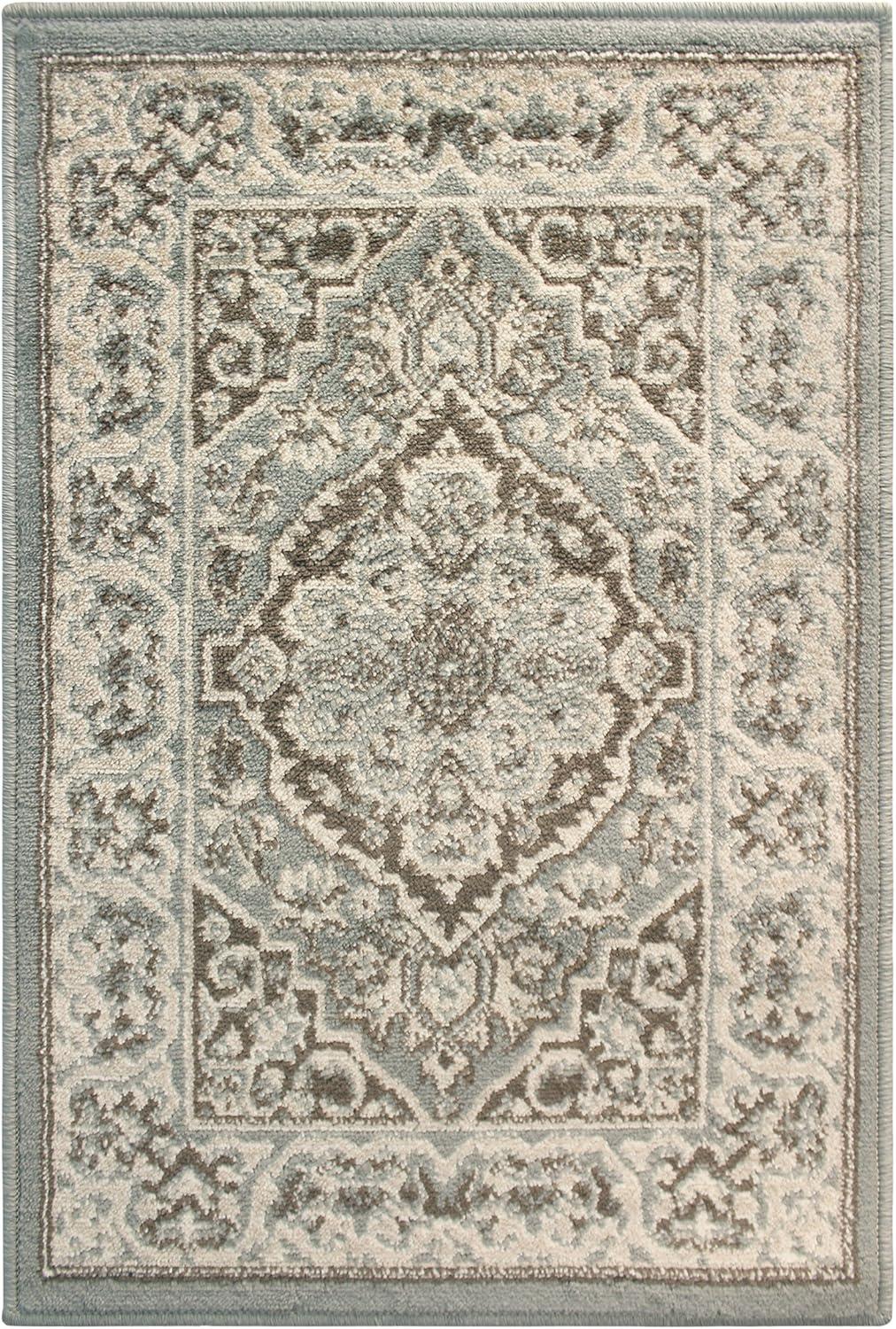 imageSuperior Indoor Area Rug Jute Backing Rugs for Entryway Dining Kitchen Bedroom Floors Traditional Floor Decor Oriental Medallion Indoor Rug Glendale Collection 2 x 3 BrownGrey