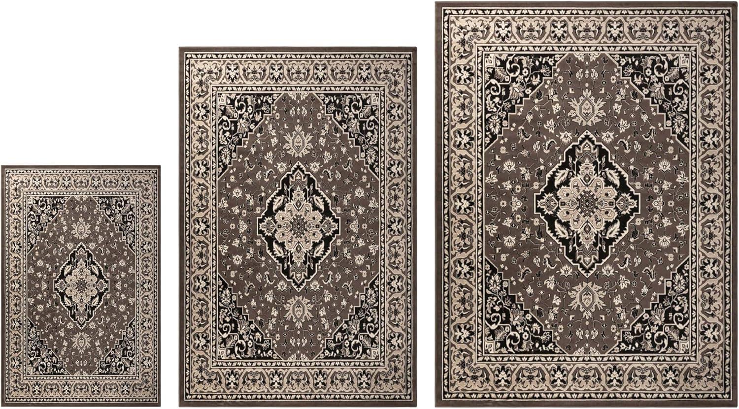imageSuperior Indoor Area Rug Jute Backing Rugs for Entryway Dining Kitchen Bedroom Floors Traditional Floor Decor Oriental Medallion Indoor Rug Glendale Collection 2 x 3 BrownBrown
