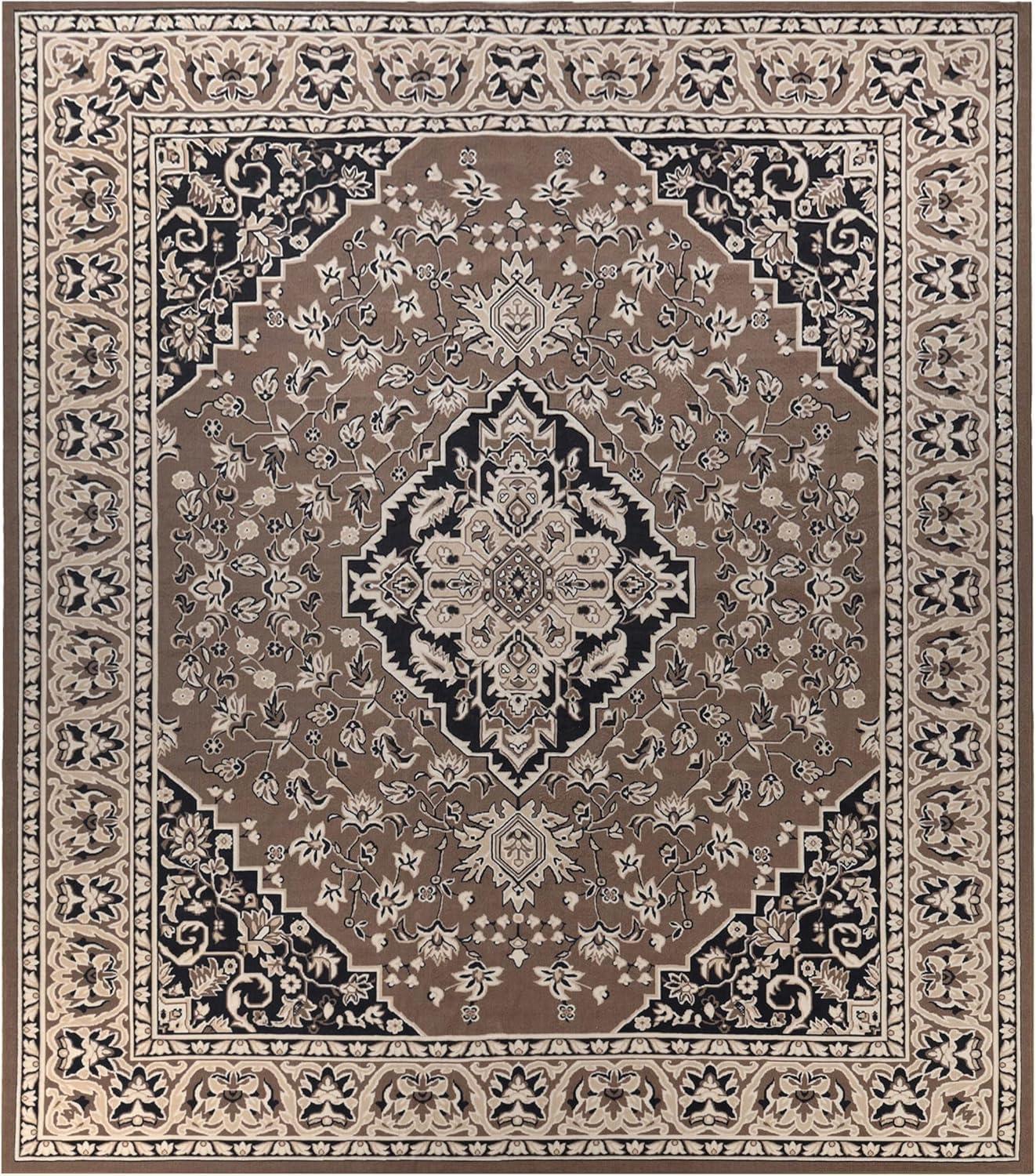 imageSuperior Indoor Area Rug Jute Backing Rugs for Entryway Dining Kitchen Bedroom Floors Traditional Floor Decor Oriental Medallion Indoor Rug Glendale Collection 2 x 3 BrownBrown