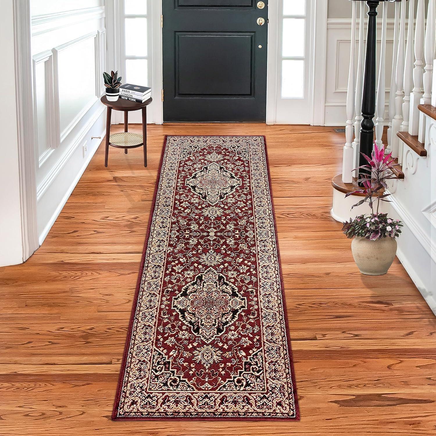 imageSuperior Indoor Area Rug Jute Backing Rugs for Entryway Dining Kitchen Bedroom Floors Traditional Floor Decor Oriental Medallion Indoor Rug Glendale Collection 2 x 3 BrownRed