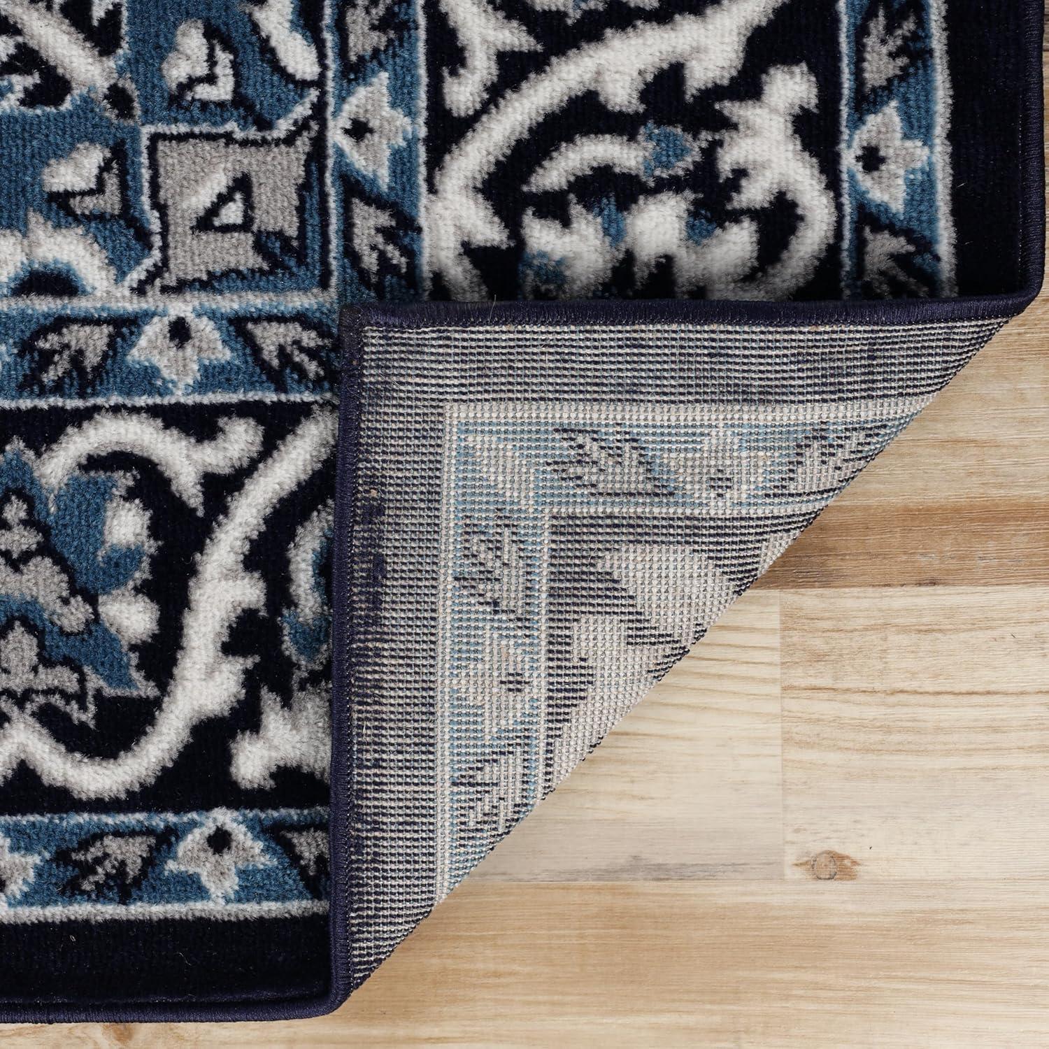 imageSuperior Indoor Area Rug Jute Backing Rugs for Entryway Dining Kitchen Bedroom Floors Traditional Floor Decor Oriental Medallion Indoor Rug Glendale Collection 2 x 3 BrownBlue