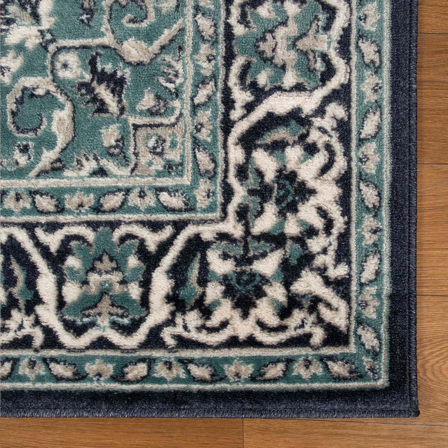 imageSuperior Indoor Area Rug Jute Backing Rugs for Entryway Dining Kitchen Bedroom Floors Traditional Floor Decor Oriental Medallion Indoor Rug Glendale Collection 2 x 3 BrownDeep Royal