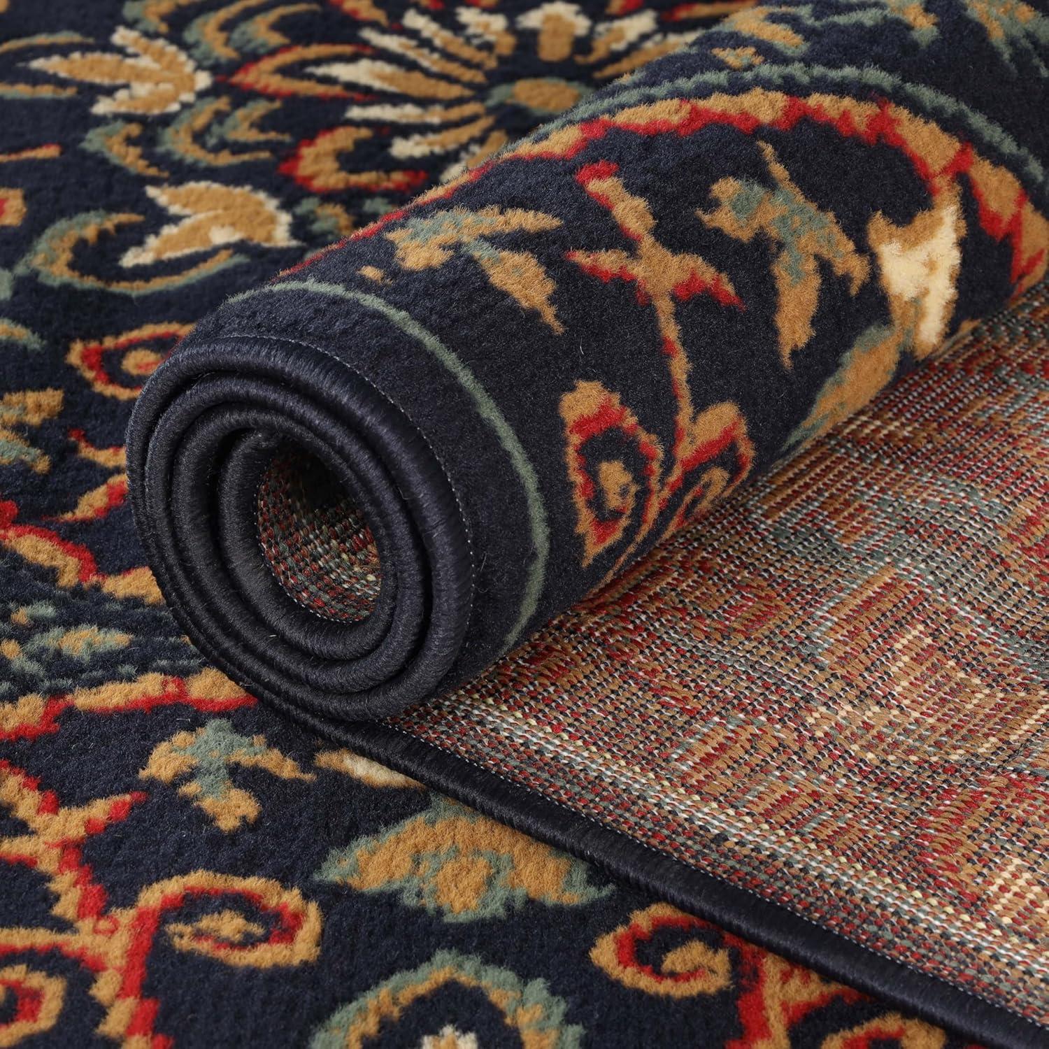 imageSuperior Indoor Area Rug Plush Carpet Cover Vintage Oriental Medallion Ideal for Hallway Entry Living Room Dining Bedroom Office Kitchen Fancy Medallion Collection 5 x 5 Midnight BlueMidnight Blue