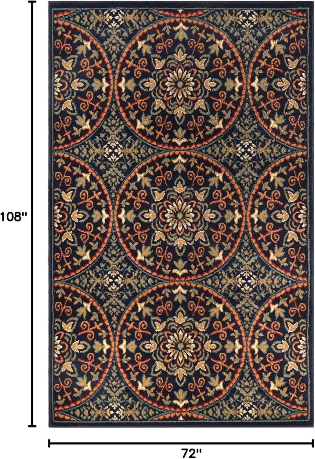 imageSuperior Indoor Area Rug Plush Carpet Cover Vintage Oriental Medallion Ideal for Hallway Entry Living Room Dining Bedroom Office Kitchen Fancy Medallion Collection 5 x 5 Midnight BlueMidnight Blue