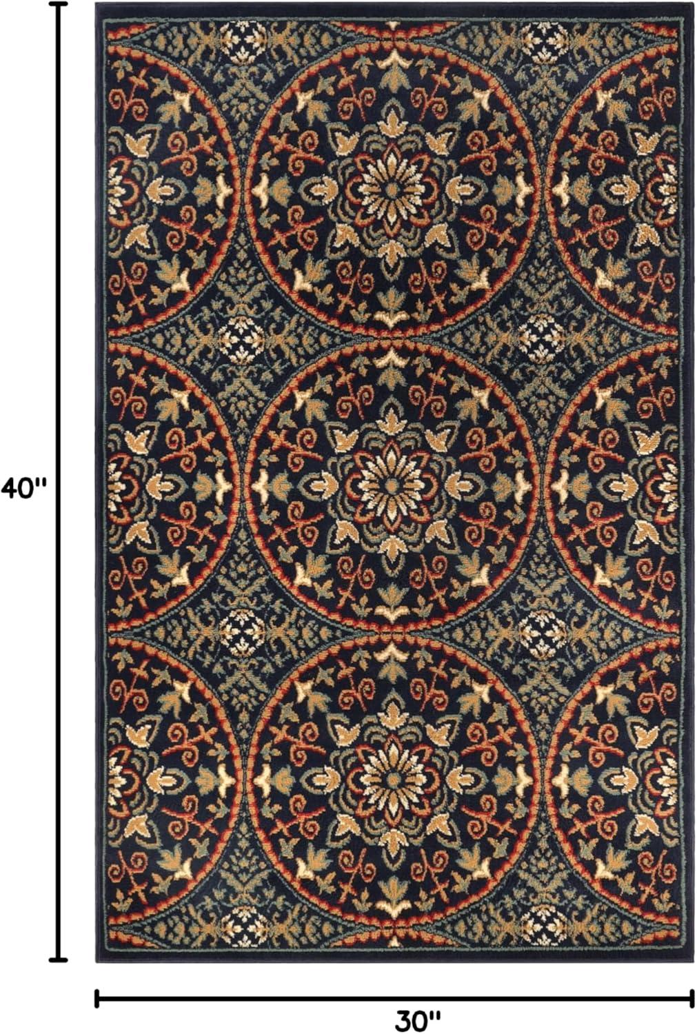 imageSuperior Indoor Area Rug Plush Carpet Cover Vintage Oriental Medallion Ideal for Hallway Entry Living Room Dining Bedroom Office Kitchen Fancy Medallion Collection 5 x 5 Midnight BlueMidnight Blue