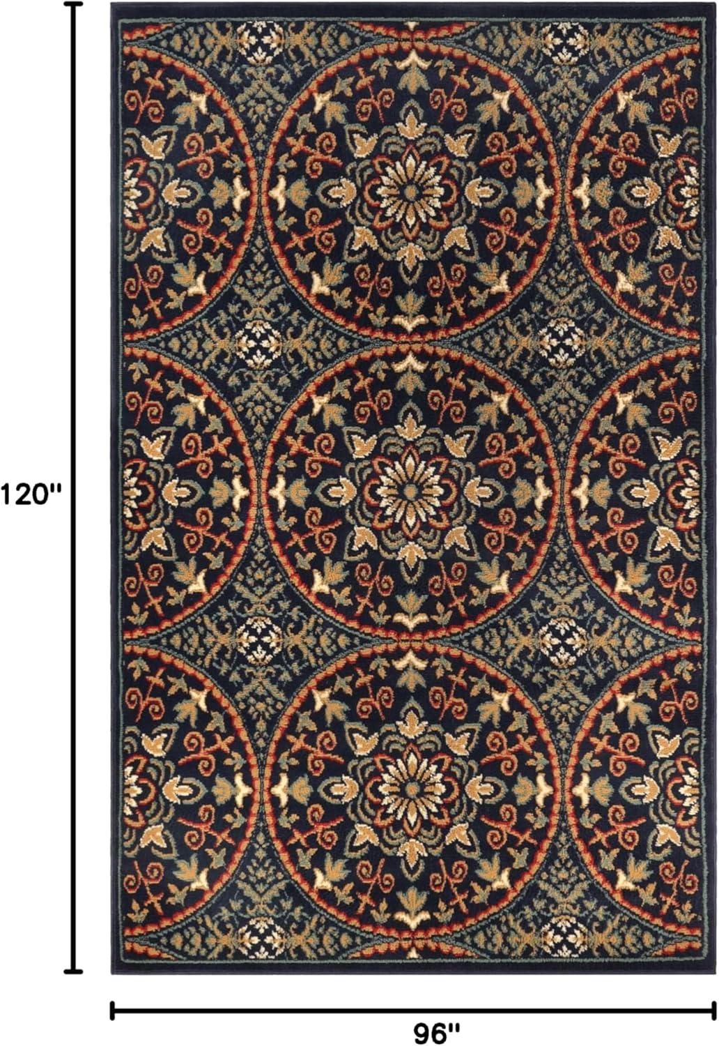 imageSuperior Indoor Area Rug Plush Carpet Cover Vintage Oriental Medallion Ideal for Hallway Entry Living Room Dining Bedroom Office Kitchen Fancy Medallion Collection 5 x 5 Midnight BlueMidnight Blue