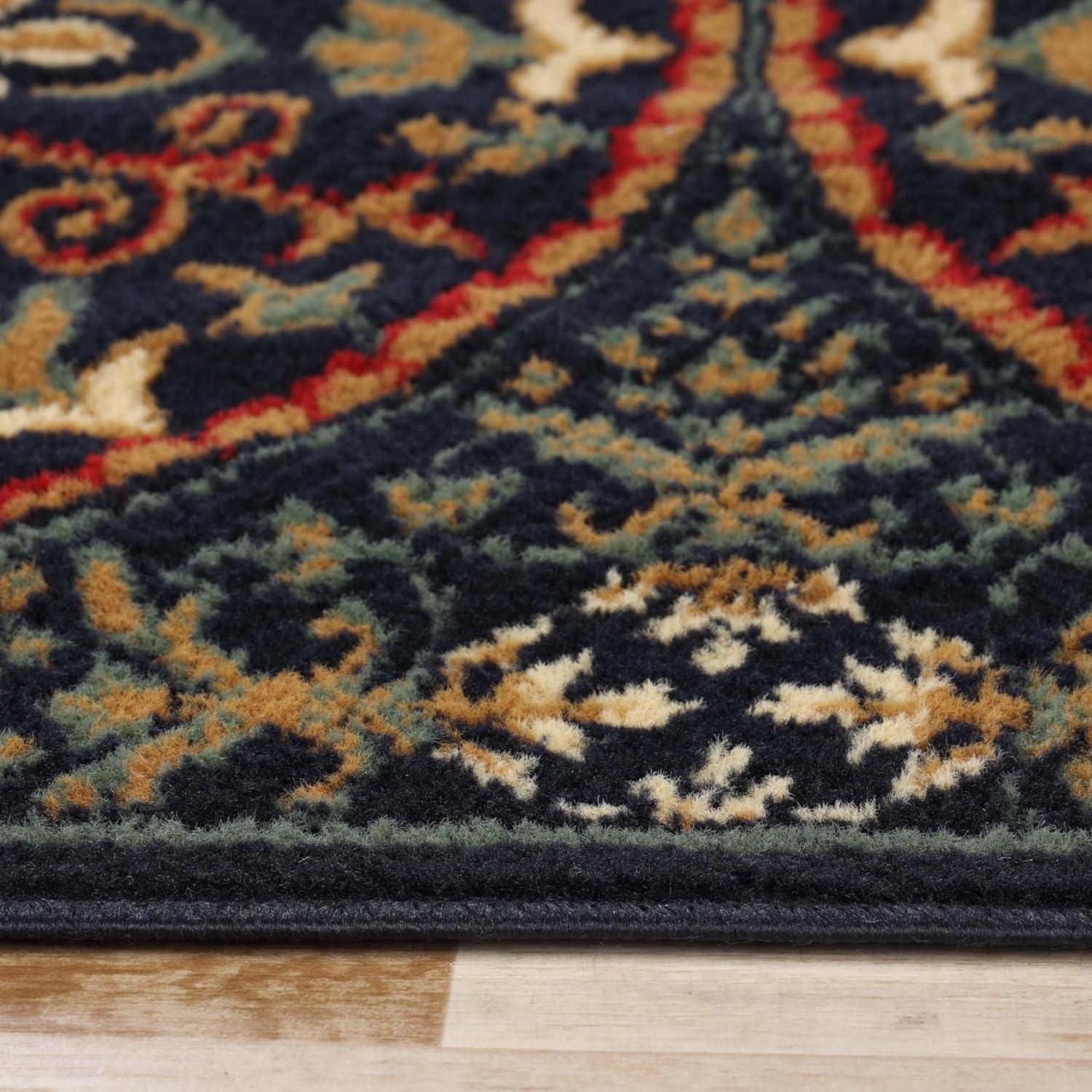 imageSuperior Indoor Area Rug Plush Carpet Cover Vintage Oriental Medallion Ideal for Hallway Entry Living Room Dining Bedroom Office Kitchen Fancy Medallion Collection 5 x 5 Midnight BlueMidnight Blue