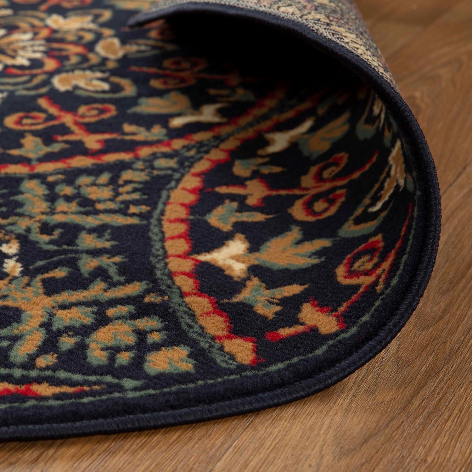 imageSuperior Indoor Area Rug Plush Carpet Cover Vintage Oriental Medallion Ideal for Hallway Entry Living Room Dining Bedroom Office Kitchen Fancy Medallion Collection 5 x 5 Midnight BlueMidnight Blue