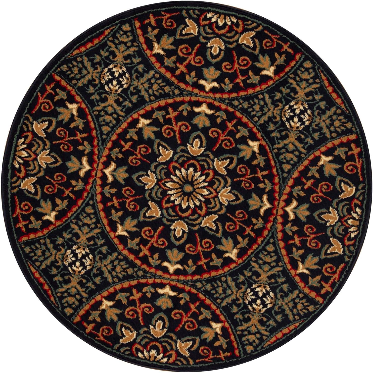 imageSuperior Indoor Area Rug Plush Carpet Cover Vintage Oriental Medallion Ideal for Hallway Entry Living Room Dining Bedroom Office Kitchen Fancy Medallion Collection 5 x 5 Midnight BlueMidnight Blue