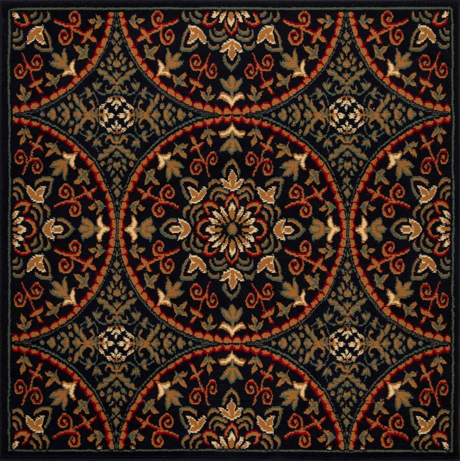 imageSuperior Indoor Area Rug Plush Carpet Cover Vintage Oriental Medallion Ideal for Hallway Entry Living Room Dining Bedroom Office Kitchen Fancy Medallion Collection 5 x 5 Midnight BlueMidnight Blue