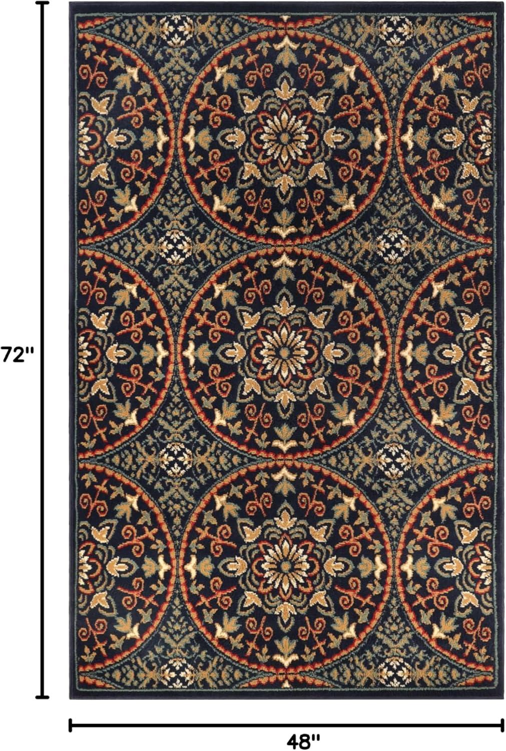 imageSuperior Indoor Area Rug Plush Carpet Cover Vintage Oriental Medallion Ideal for Hallway Entry Living Room Dining Bedroom Office Kitchen Fancy Medallion Collection 5 x 5 Midnight BlueMidnight Blue