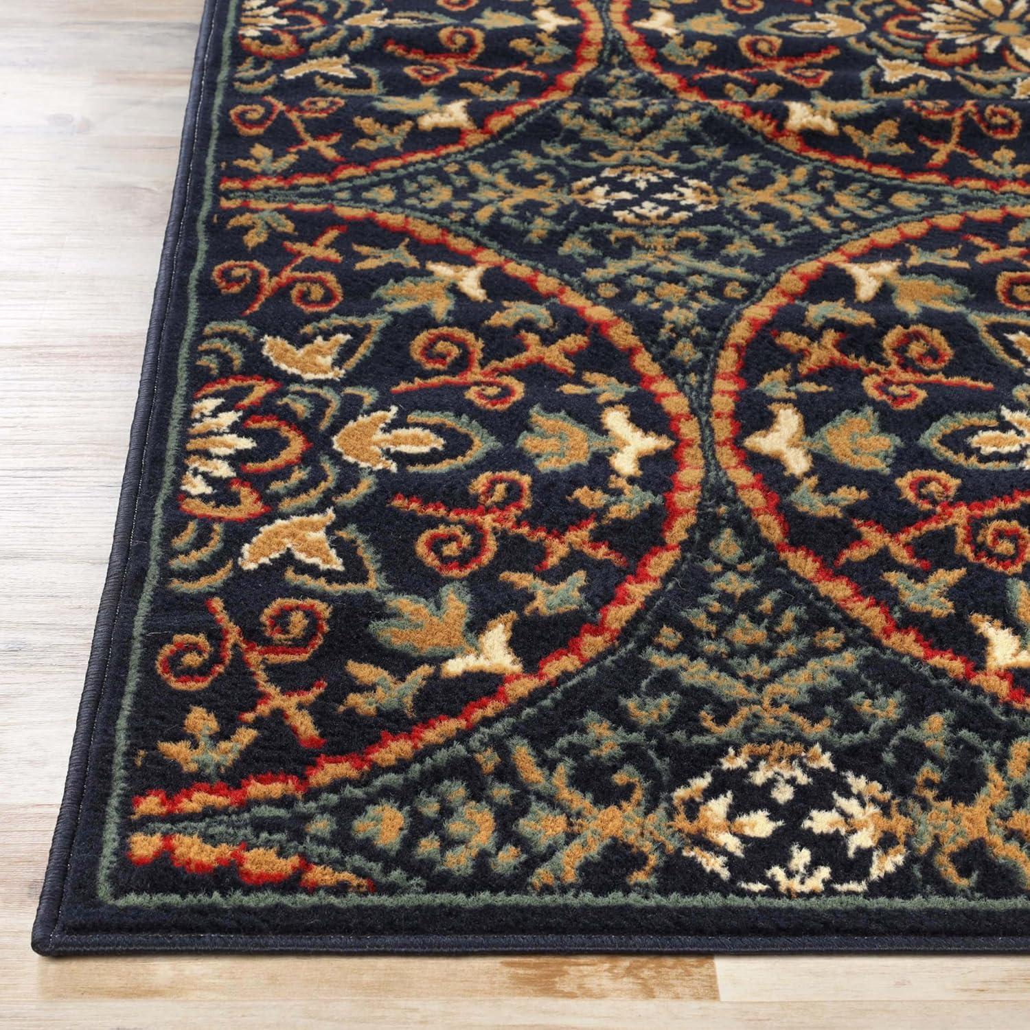 imageSuperior Indoor Area Rug Plush Carpet Cover Vintage Oriental Medallion Ideal for Hallway Entry Living Room Dining Bedroom Office Kitchen Fancy Medallion Collection 5 x 5 Midnight BlueMidnight Blue