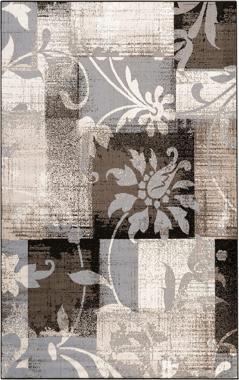 imageSuperior Indoor Area Rug Plush Carpet Cover for Kids or Pets Hallway Entryway Living Room Dining Bedroom Office Kitchen Modern Floral Patchwork Decor Pastiche Collection 12 x 15 BeigeBeige