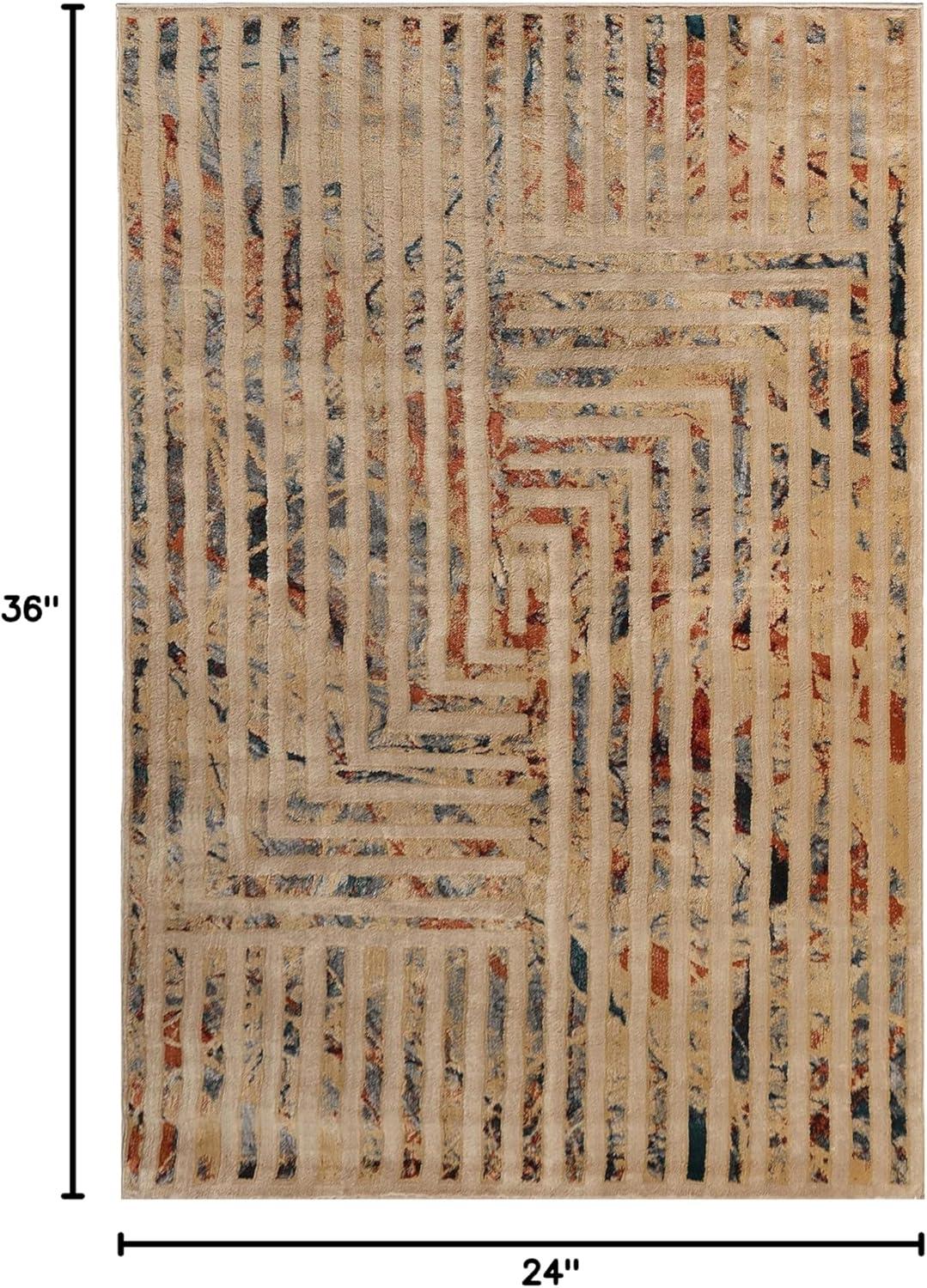 imageSuperior Indoor Area Rug or Runner Modern Abstract Floor Decor Soft Plush Rugs Aesthetic Home Accessories For Living Room Bedroom Office Kitchen Dining Cullen Collection 2 x 3 Brown BlackIvory