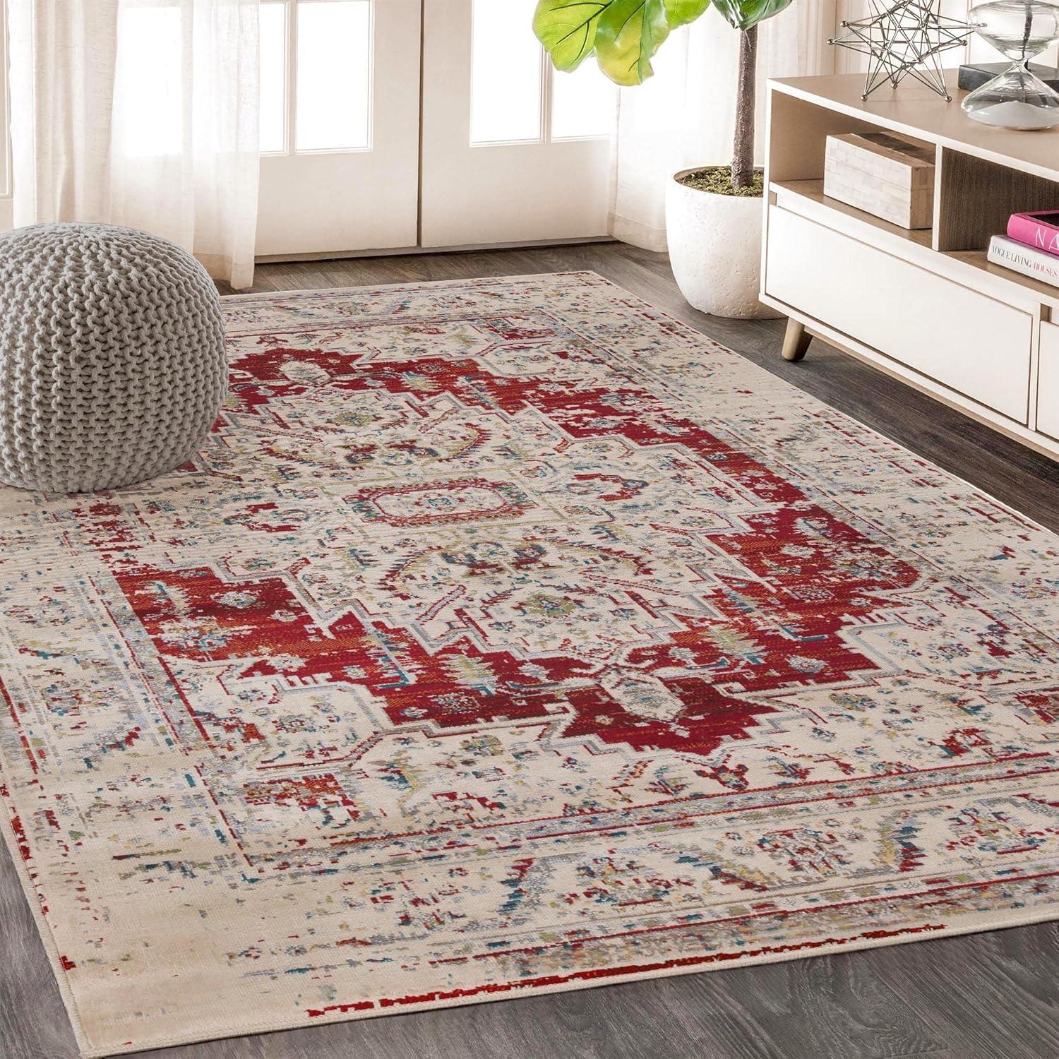 imageSuperior Indoor Area Rug or Runner Modern Abstract Floor Decor Soft Plush Rugs Aesthetic Home Accessories For Living Room Bedroom Office Kitchen Dining Cullen Collection 2 x 3 Brown BlackRed