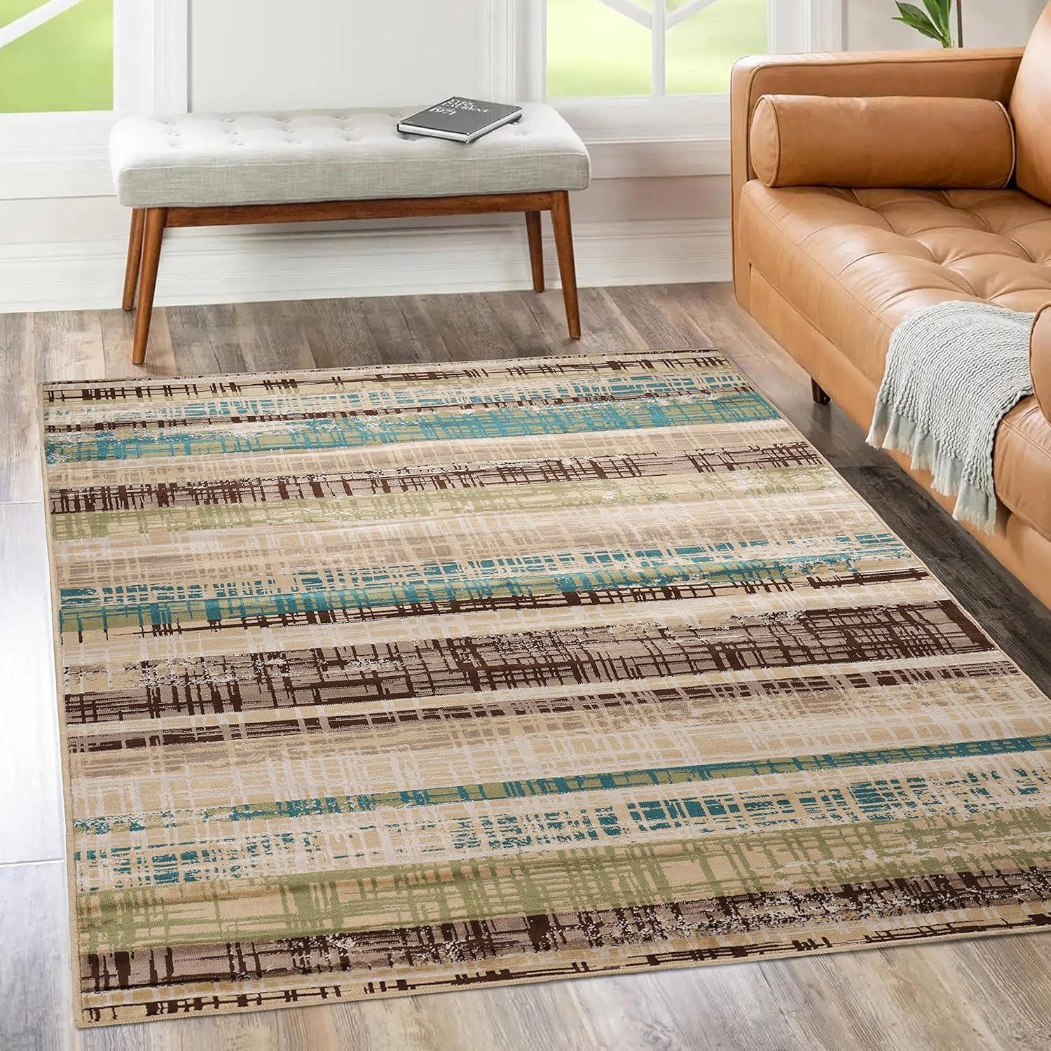 imageSuperior Indoor Area Rug or Runner Modern Abstract Floor Decor Soft Plush Rugs Aesthetic Home Accessories For Living Room Bedroom Office Kitchen Dining Cullen Collection 2 x 3 Brown BlackChocolate