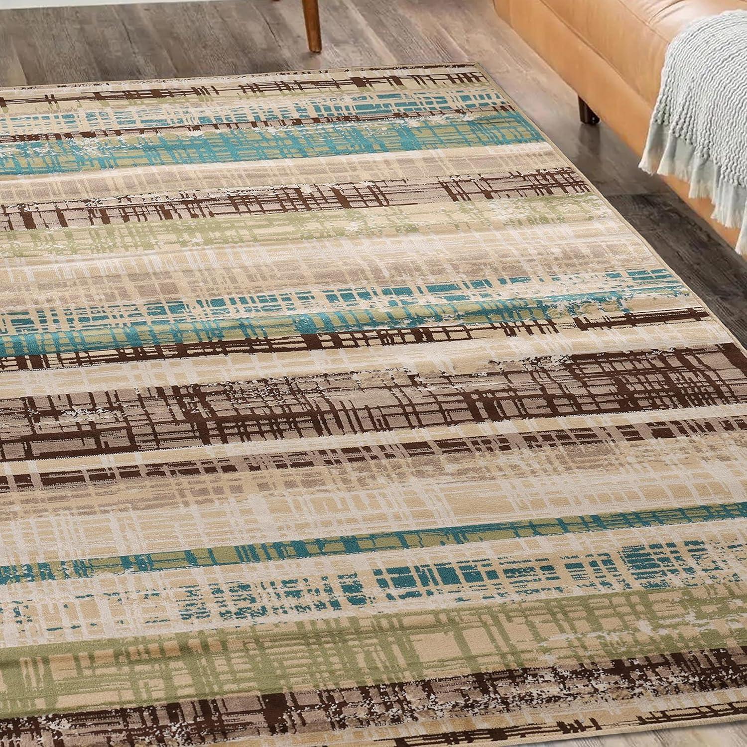 imageSuperior Indoor Area Rug or Runner Modern Abstract Floor Decor Soft Plush Rugs Aesthetic Home Accessories For Living Room Bedroom Office Kitchen Dining Cullen Collection 2 x 3 Brown BlackChocolate  Z