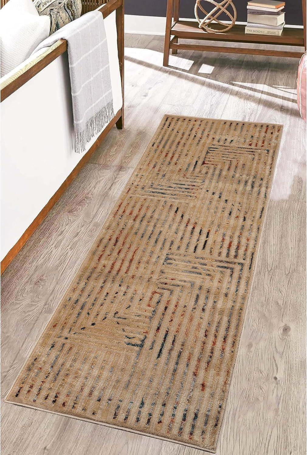 imageSuperior Indoor Area Rug or Runner Modern Abstract Floor Decor Soft Plush Rugs Aesthetic Home Accessories For Living Room Bedroom Office Kitchen Dining Cullen Collection 2 x 3 Brown BlackIvory