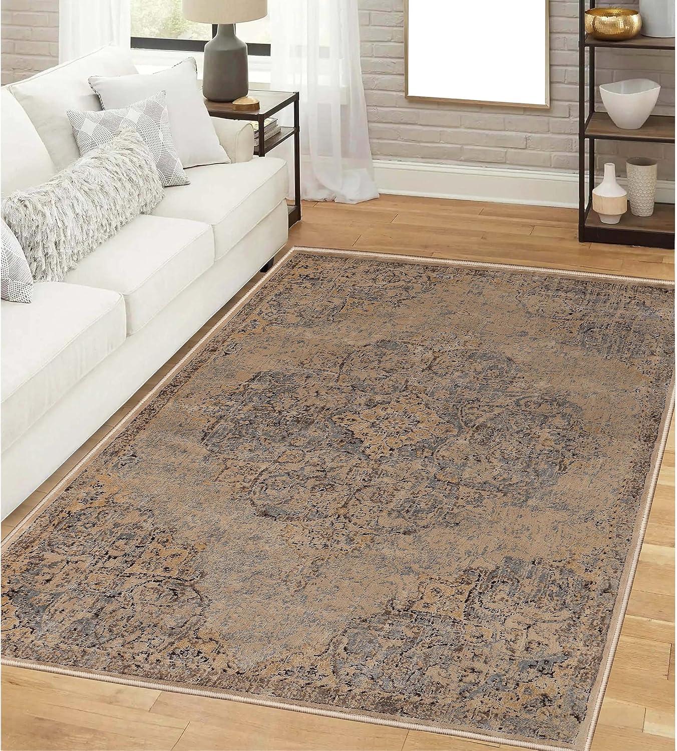 imageSuperior Indoor Area Rug or Runner Modern Abstract Floor Decor Soft Plush Rugs Aesthetic Home Accessories For Living Room Bedroom Office Kitchen Dining Cullen Collection 2 x 3 Brown BlackMeve  Ivorygrey