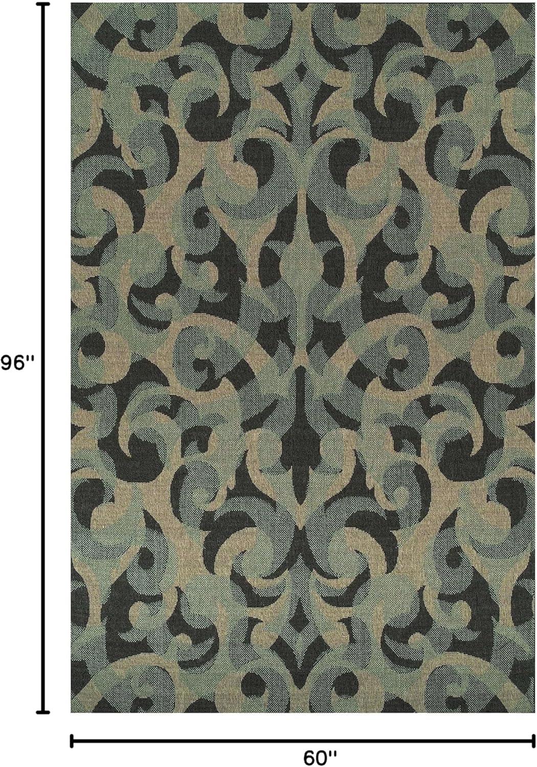imageSuperior Indoor Outdoor Large Area Rug Contemporary Home Floor Decor Patio Entryway Porch Kitchen Dining Room Living Office Jute Backed Aldaine Collection 5 x 8 Teal